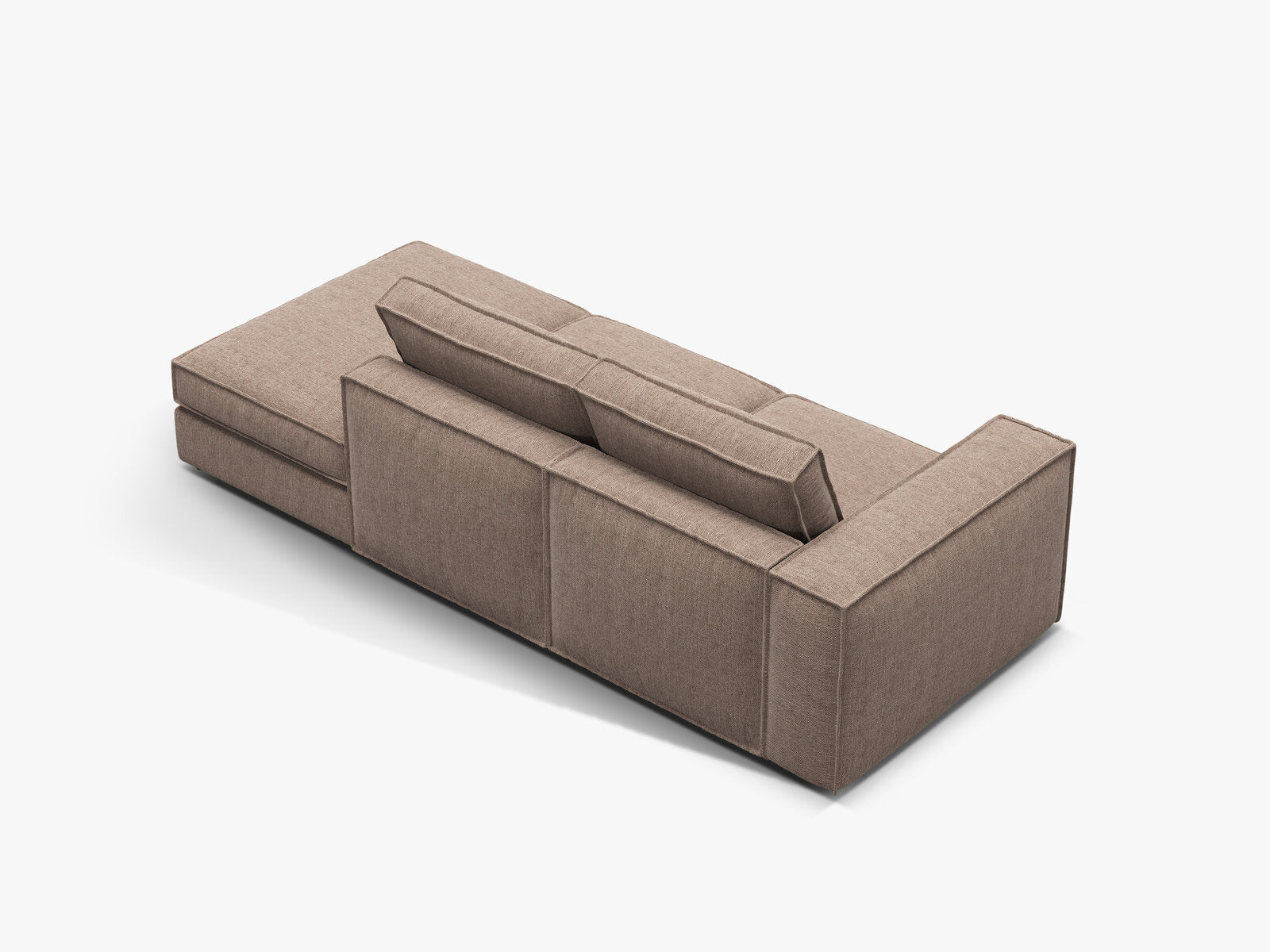 Micadoni modulares offenes Sofa Pola 3-Sitzer Rechts Strukturierter Stoff Babel Hellbraun