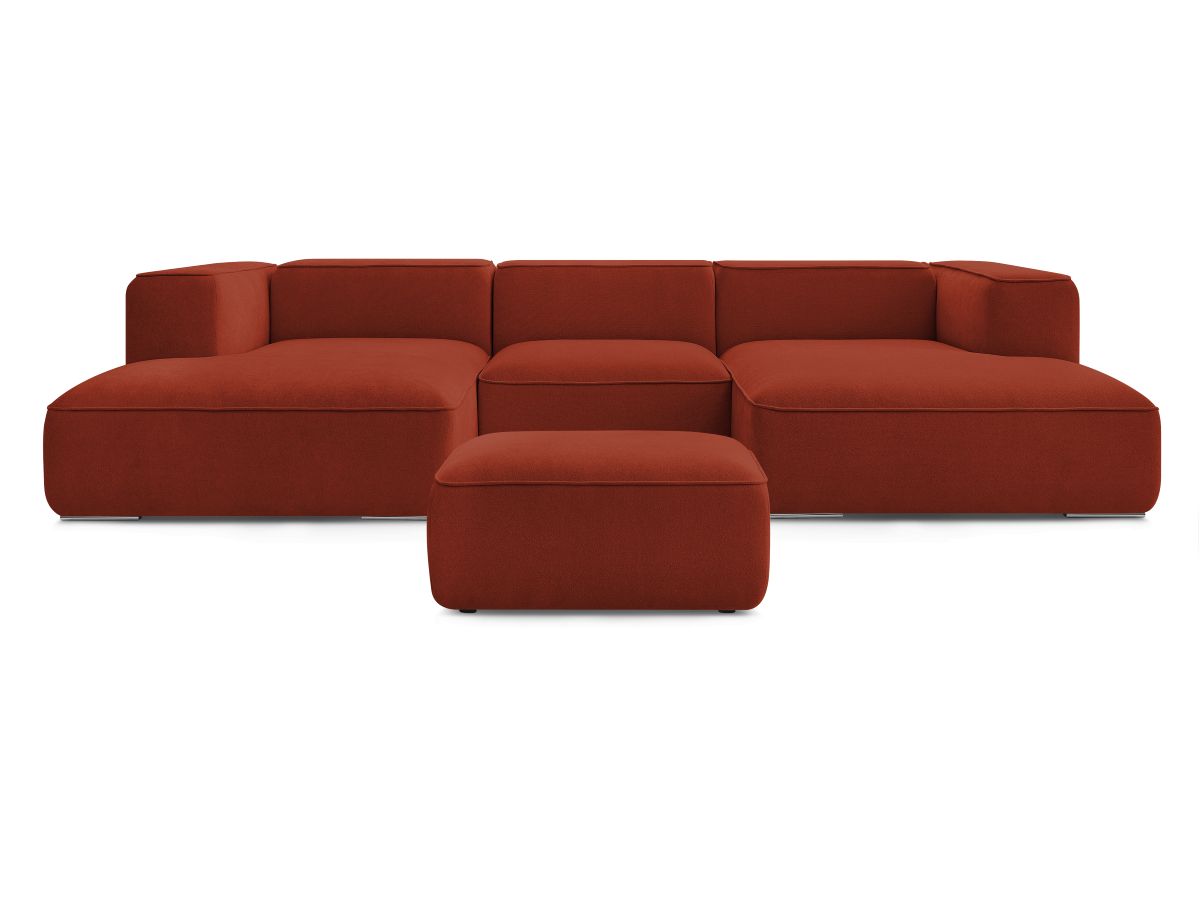 Bobochic Zephyr Wohnlandschaft mit Pouf Strukturstoff Orange