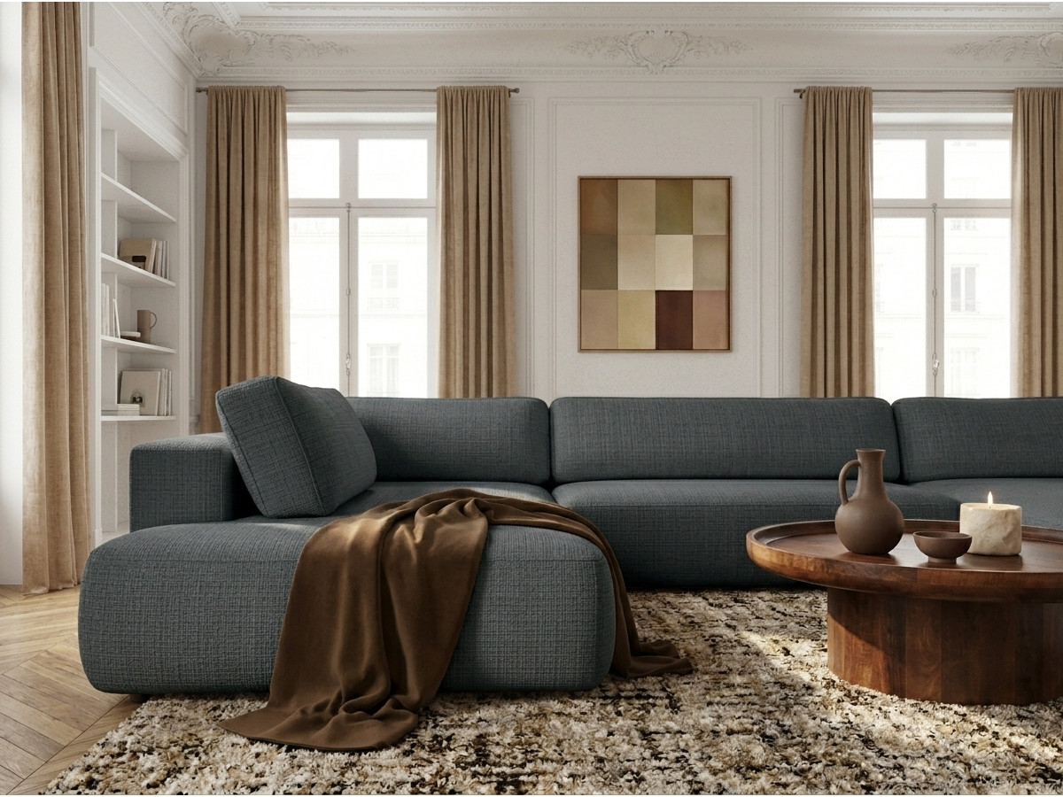Bobochic Denise Wohnlandschaft Strukturstoff Schwarz Ecke rechts
