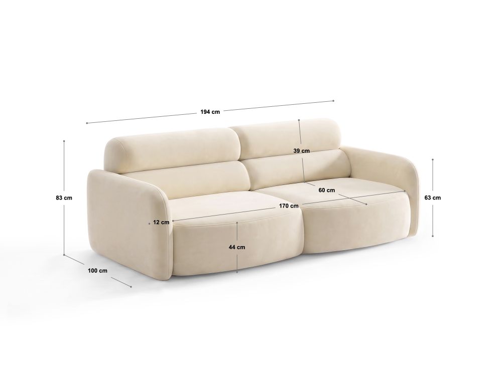 Cosmopolitan Design Sofa Malmo 3-Sitzer Samt Bluvel Beige
