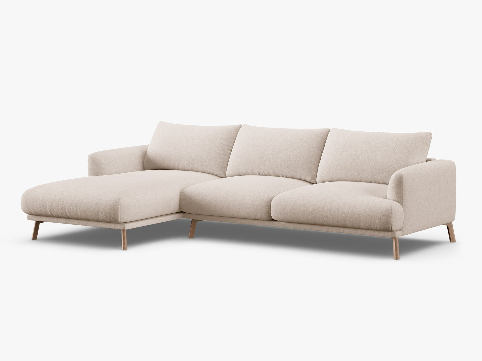 Micadoni Ecksofa Naomi 4-Sitzer Links Strukturierter Stoff Liberty Beige