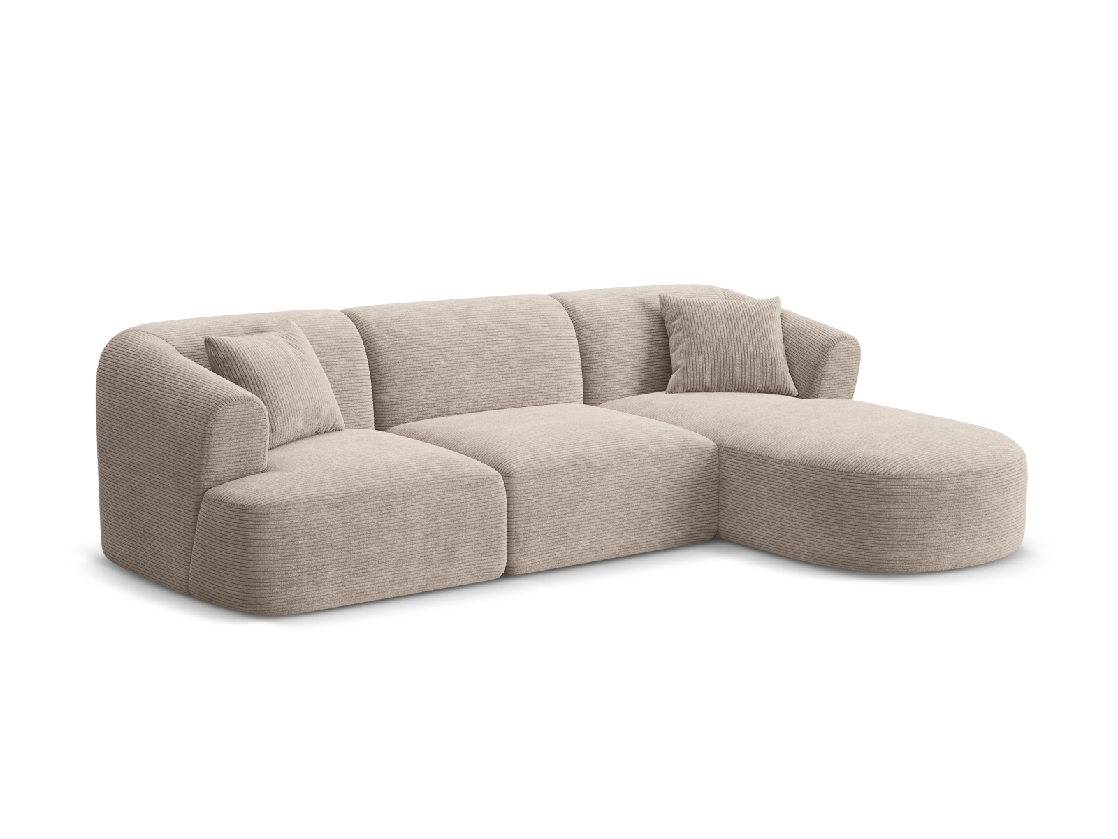 Cosmopolitan Design Ecksofa Campi 4-Sitzer Kord Lincoln D Cappuccino Rechts