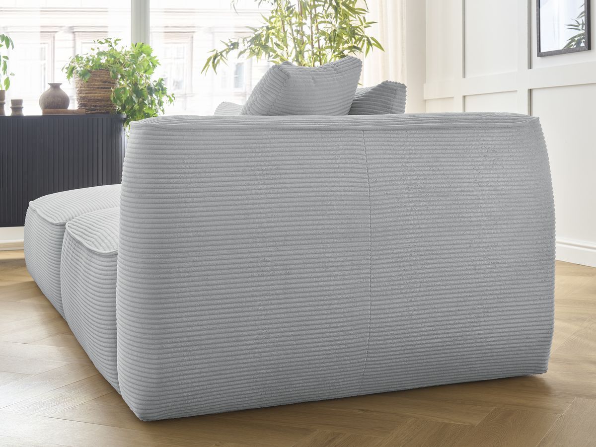 Bobochic Leopold Sofa 3-Sitzer Cordsamt Hellgrau Armlehne rechts