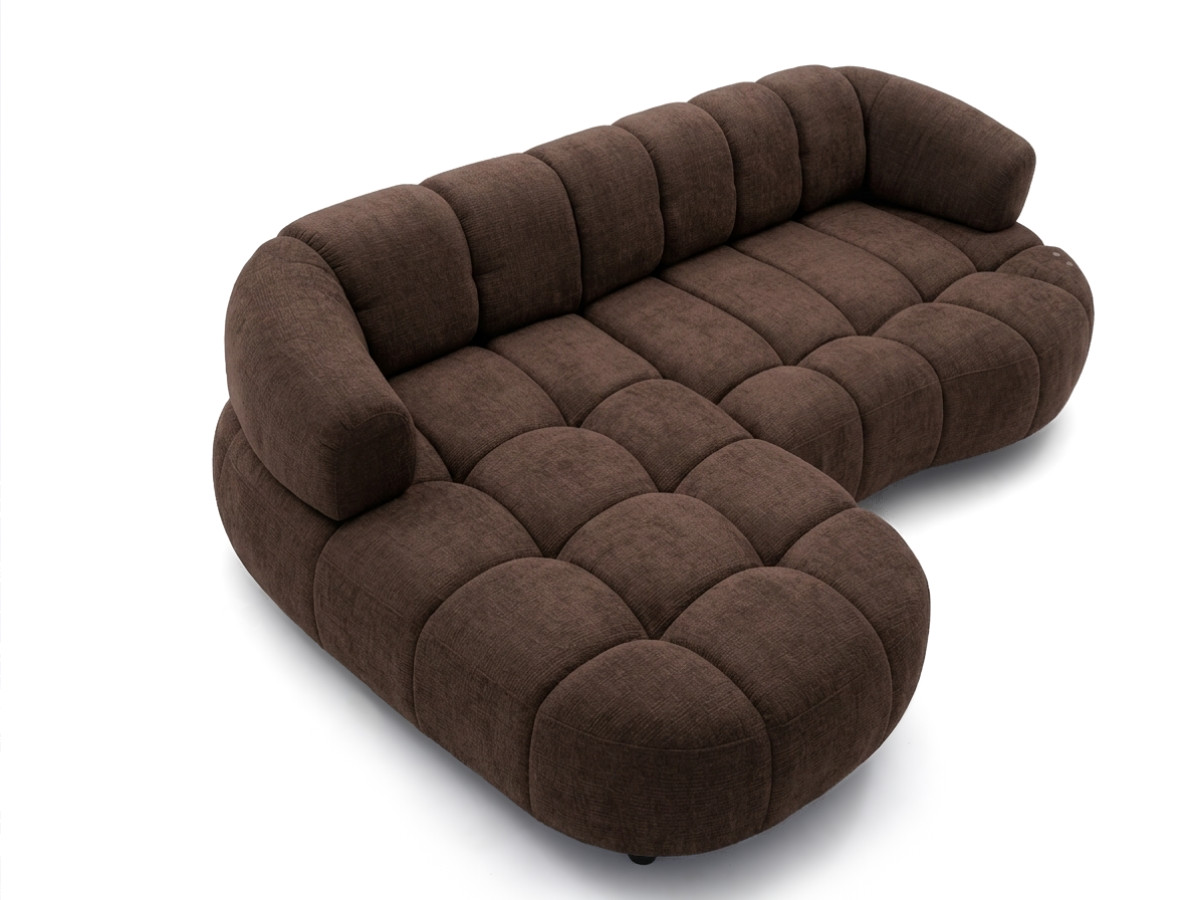 Bobochic Lovely Ecksofa mit Schlaffunktion Stoff Braun Ecke links