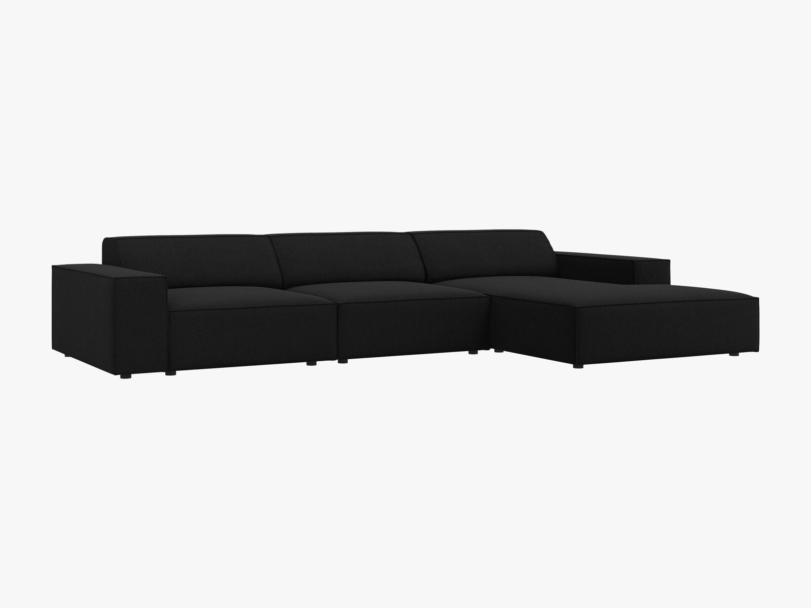 Micadoni Ecksofa Jodie 4-Sitzer Rechts Strukturierter Stoff Megan Schwarz