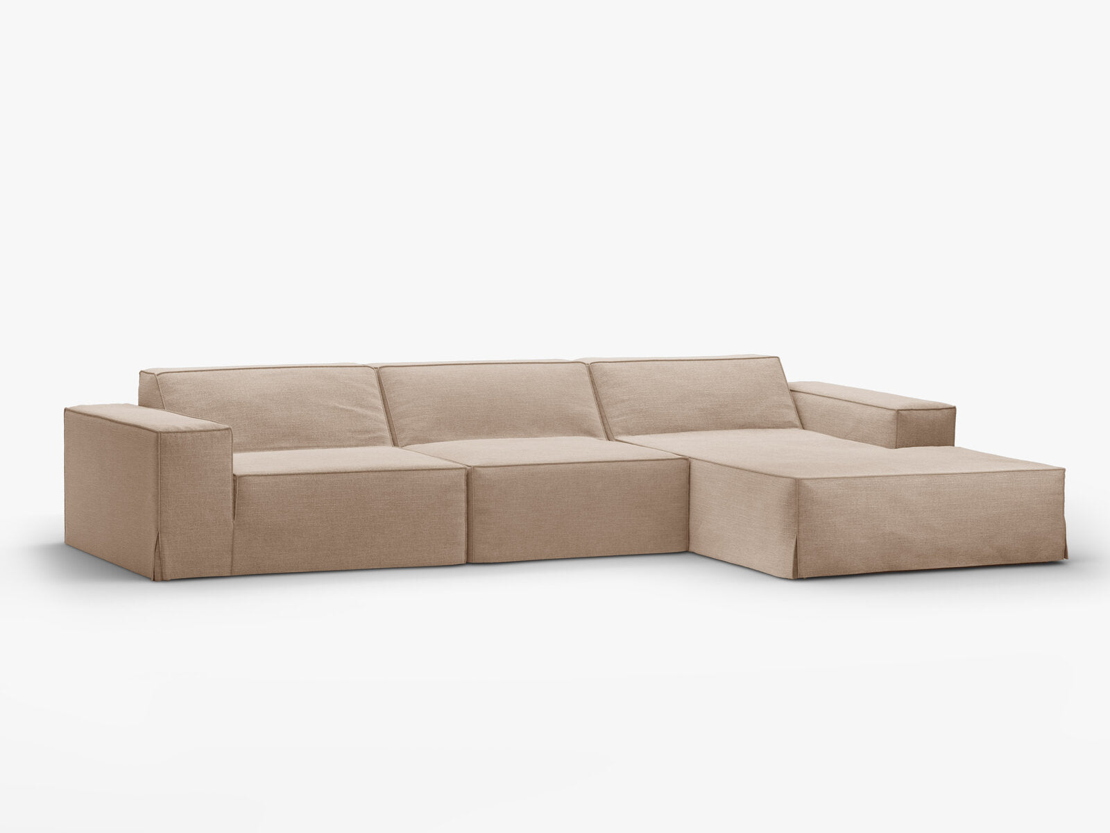 Micadoni Ecksofa Jodie 4-Sitzer Rechts Strukturierter Stoff Lins Sand