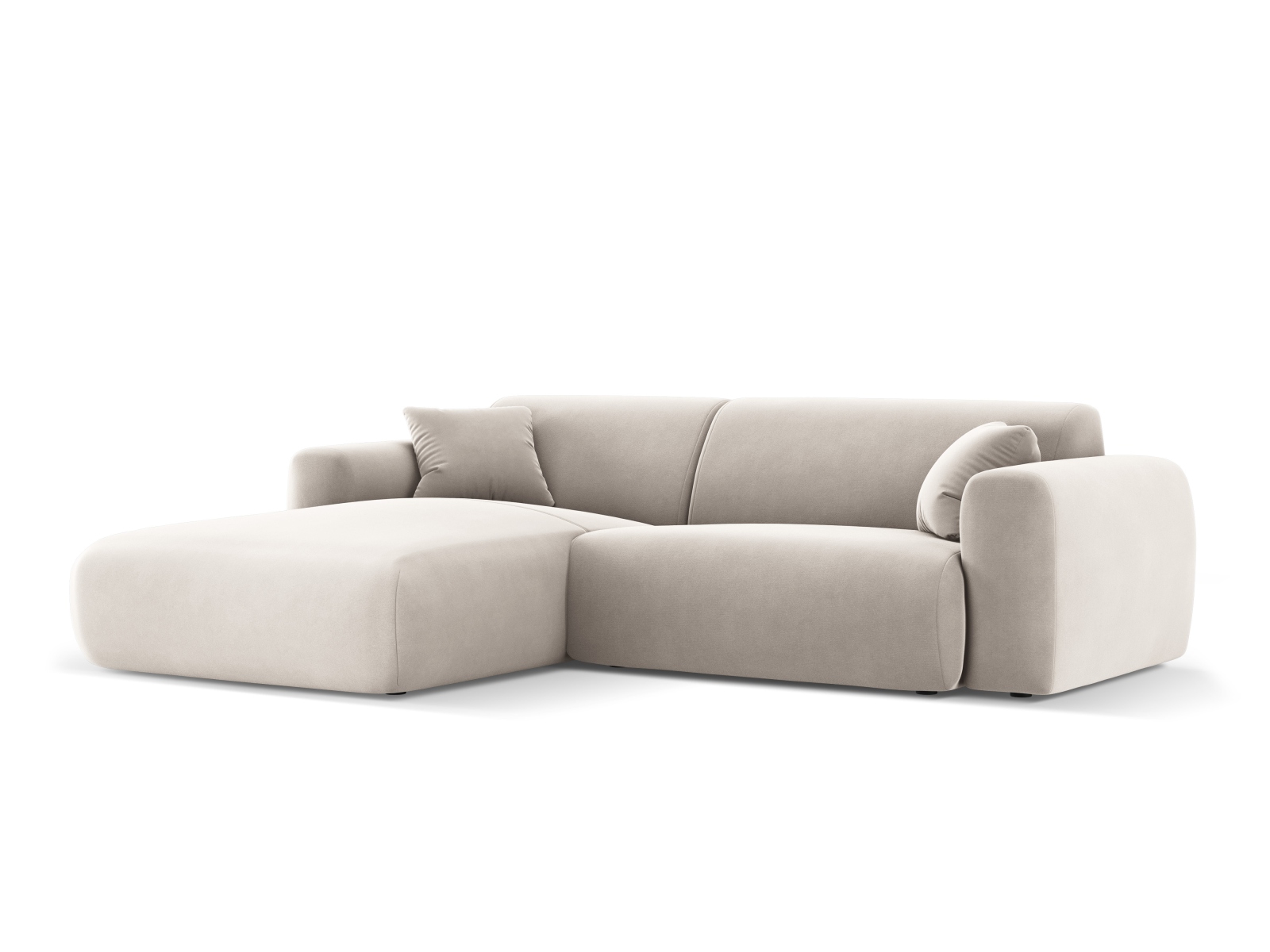Cosmopolitan Design Ecksofa Nolio 4-Sitzer kleine Version Samt Casino Helles Beige Links