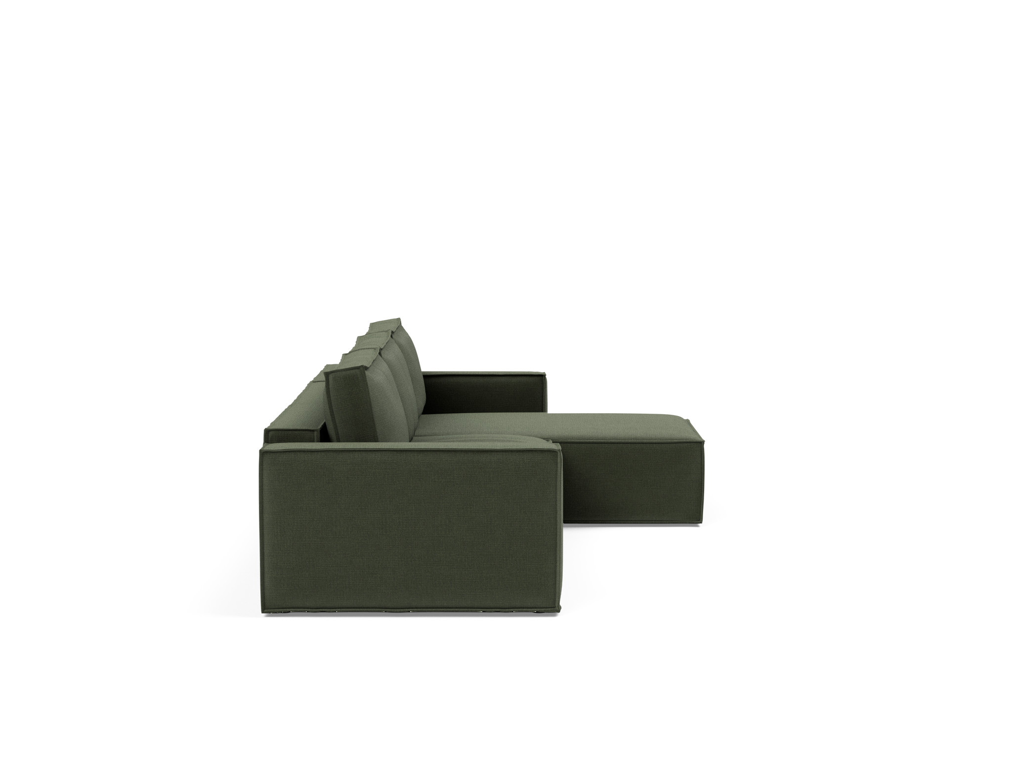 Schlafsofa Newilla mit Chaiselongue Chenille Esina 413-Olive-Green