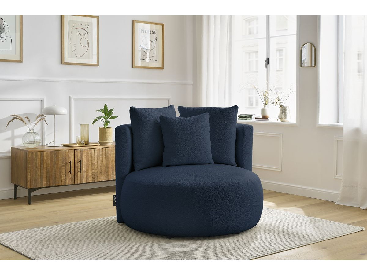 Bobochic Cesar Sessel Bouclé-Stoff Blau