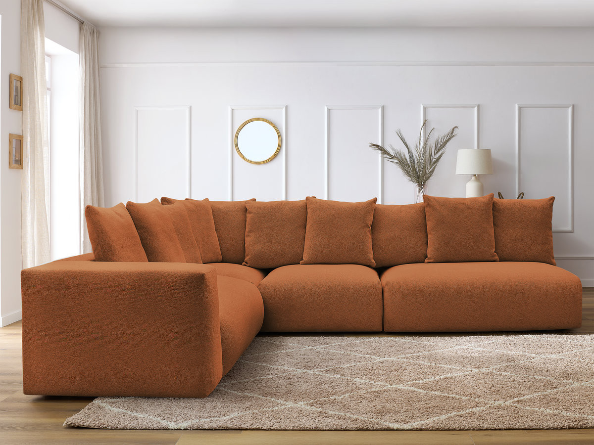 Bobochic Voltaire Ecksofa 322 × 268 cm Melange-Stoff Orange Ecke links