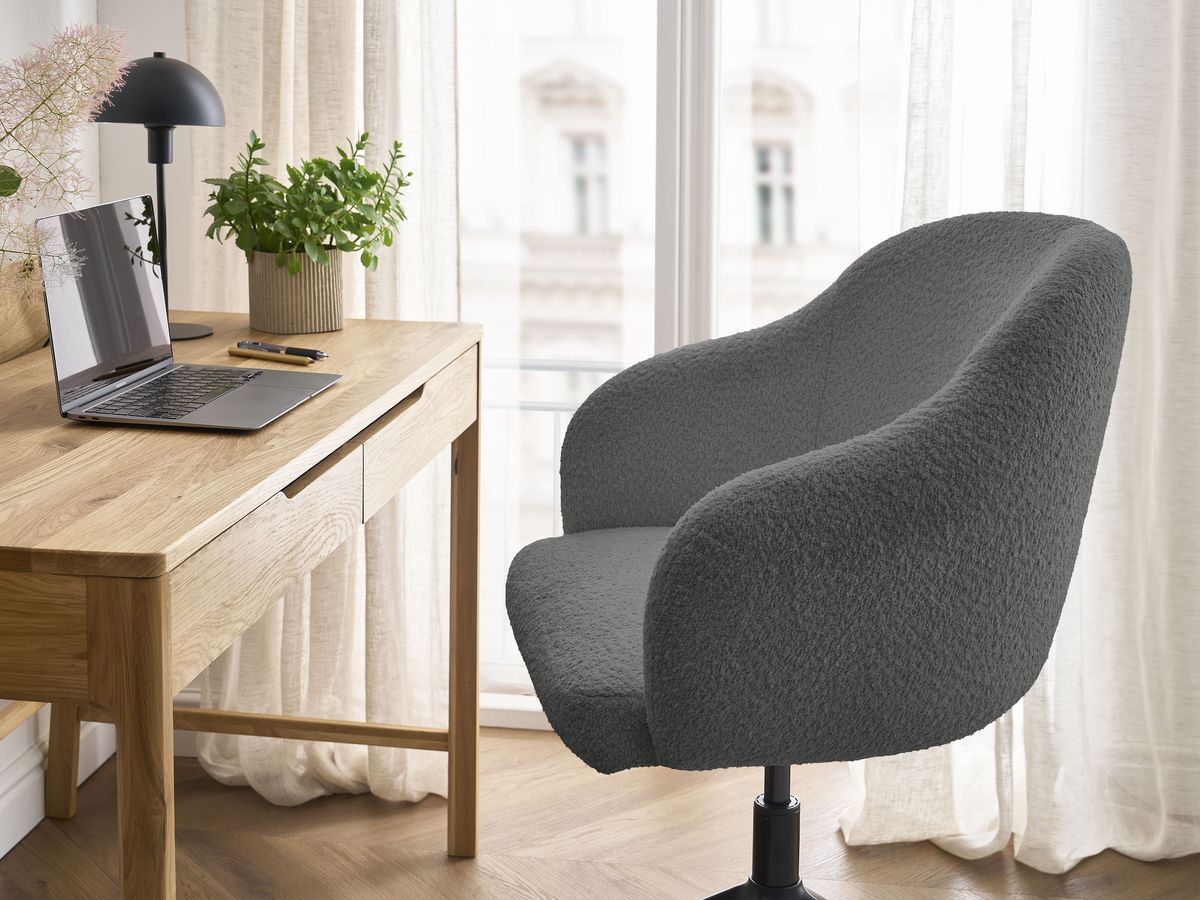 Bobochic Sophie Bürostuhl Bouclé-Stoff Dunkelgrau