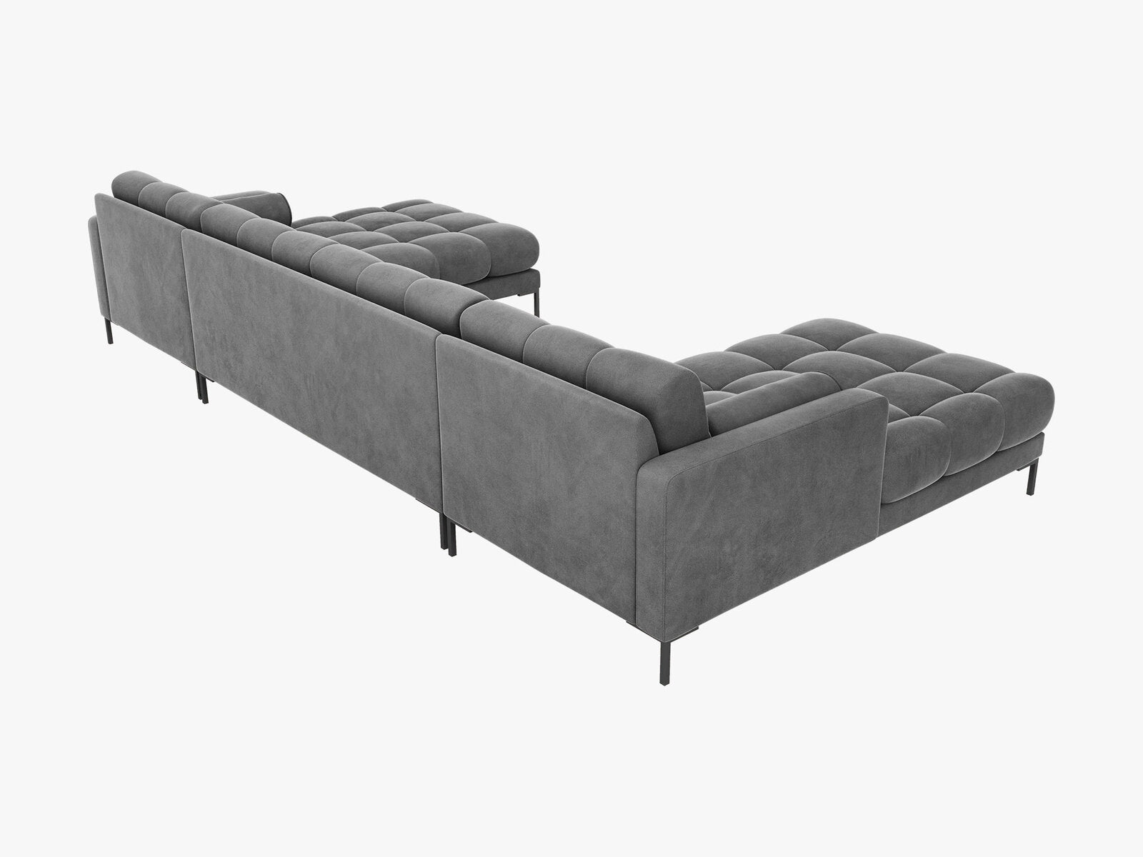 Micadoni Panorama-Sofa Mamaia 6-Sitzer Samt Bluvel Hellgrau schwarze Beine