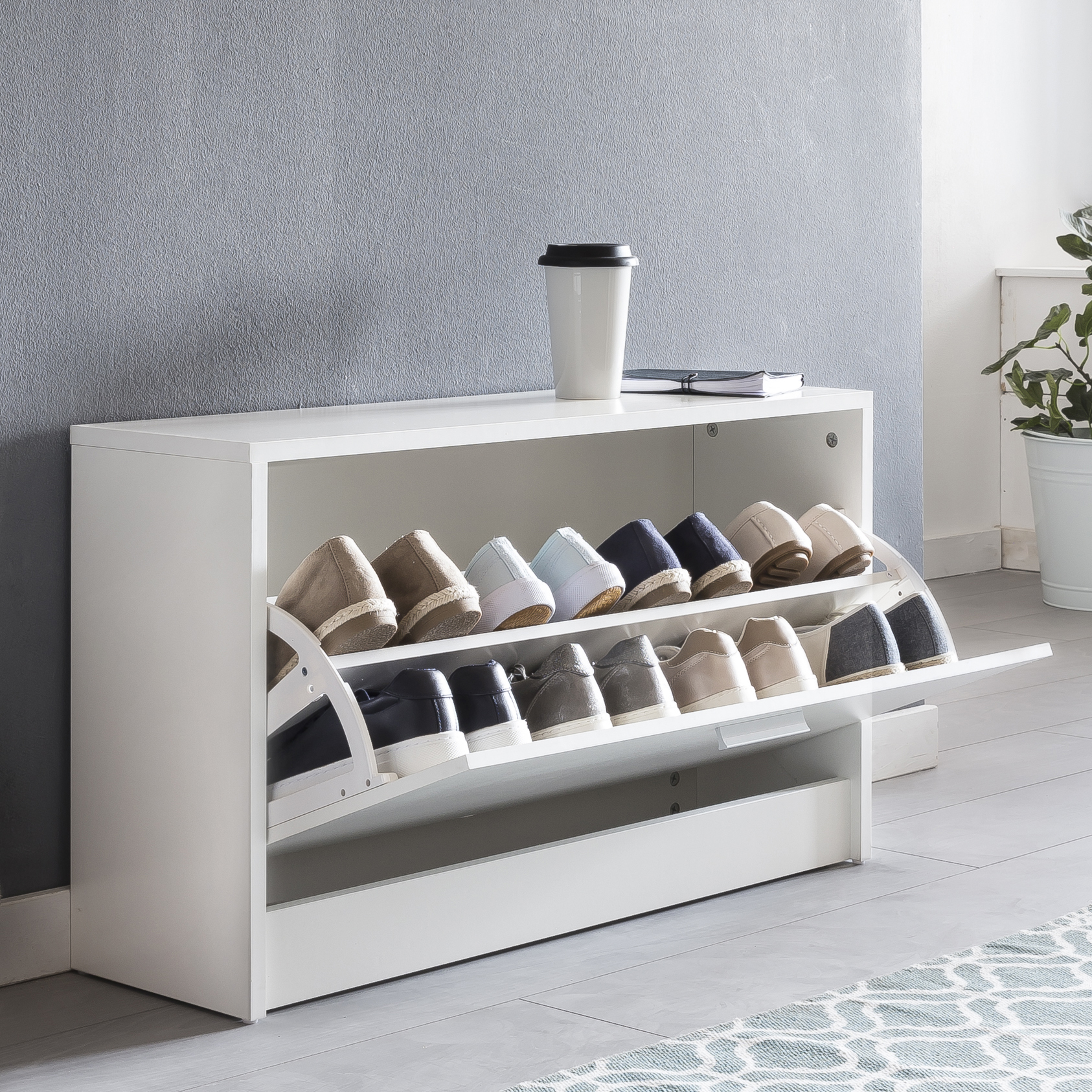 Schuhbank Notero Weiß 80 × 24 × 47 cm