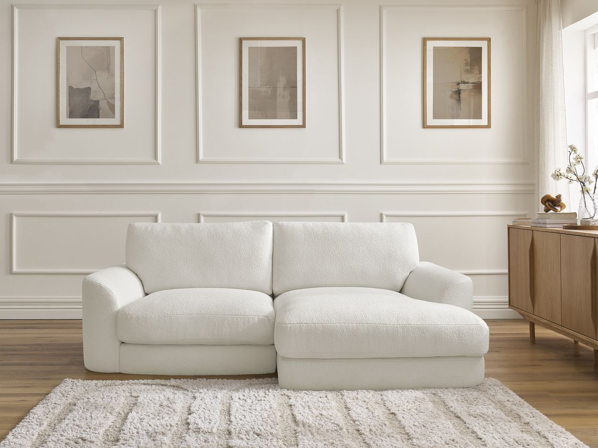 Bobochic Leonore Ecksofa Bouclé-Stoff Weiß Ecke rechts