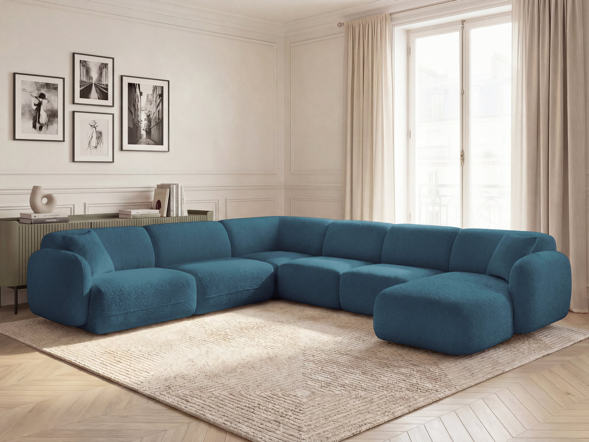 Bobochic Anda Wohnlandschaft Chenille Hellblau Ecke links