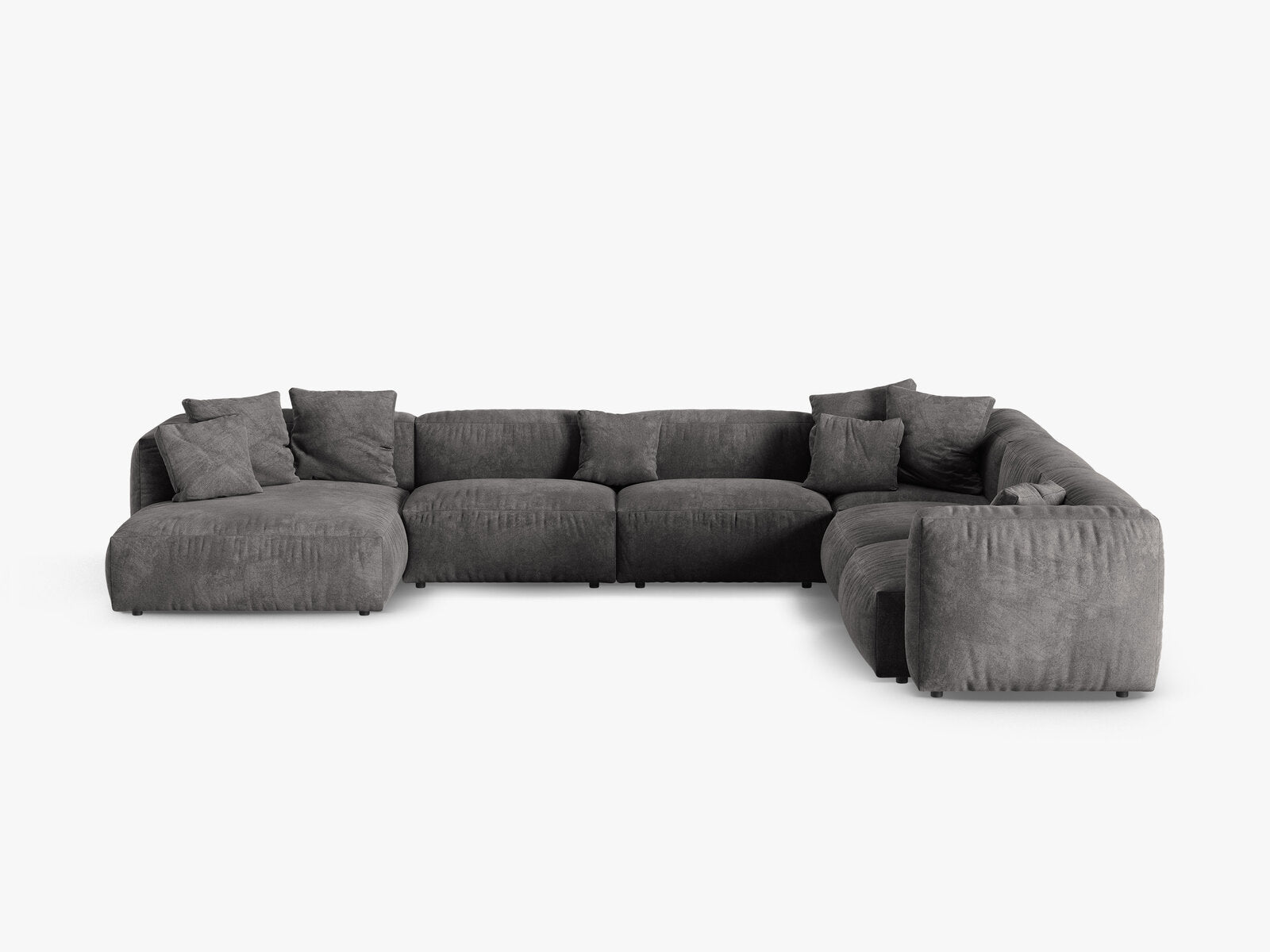 Micadoni modulares Ecksofa XL Martina 6-Sitzer 90cm Sitztiefe Rechts Samt Vogue Grau