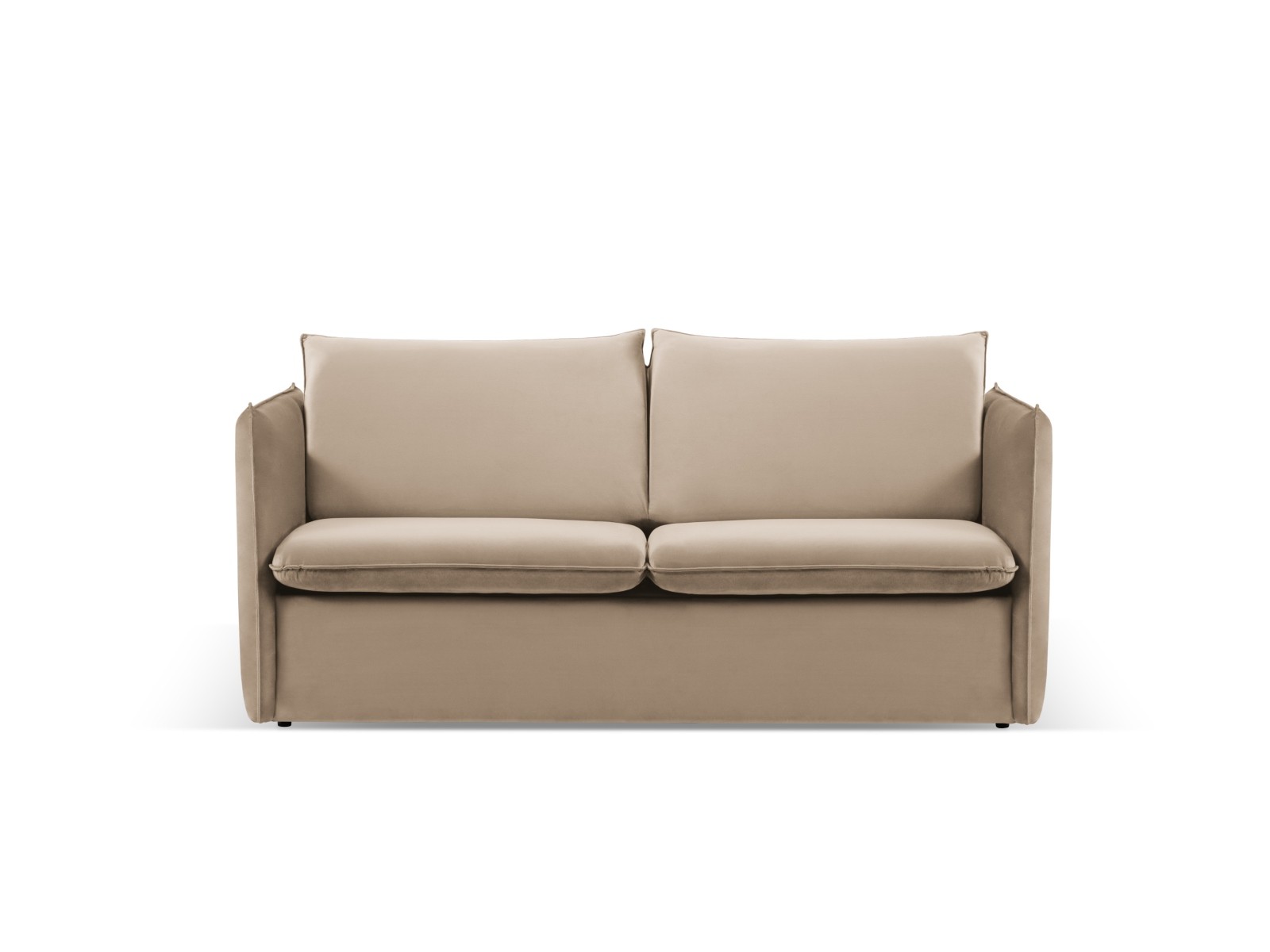 2-Sitzer Velvet Sofa mit Bettfunktion Agate | Bezug Beige | Beinfarbe Black Plastic