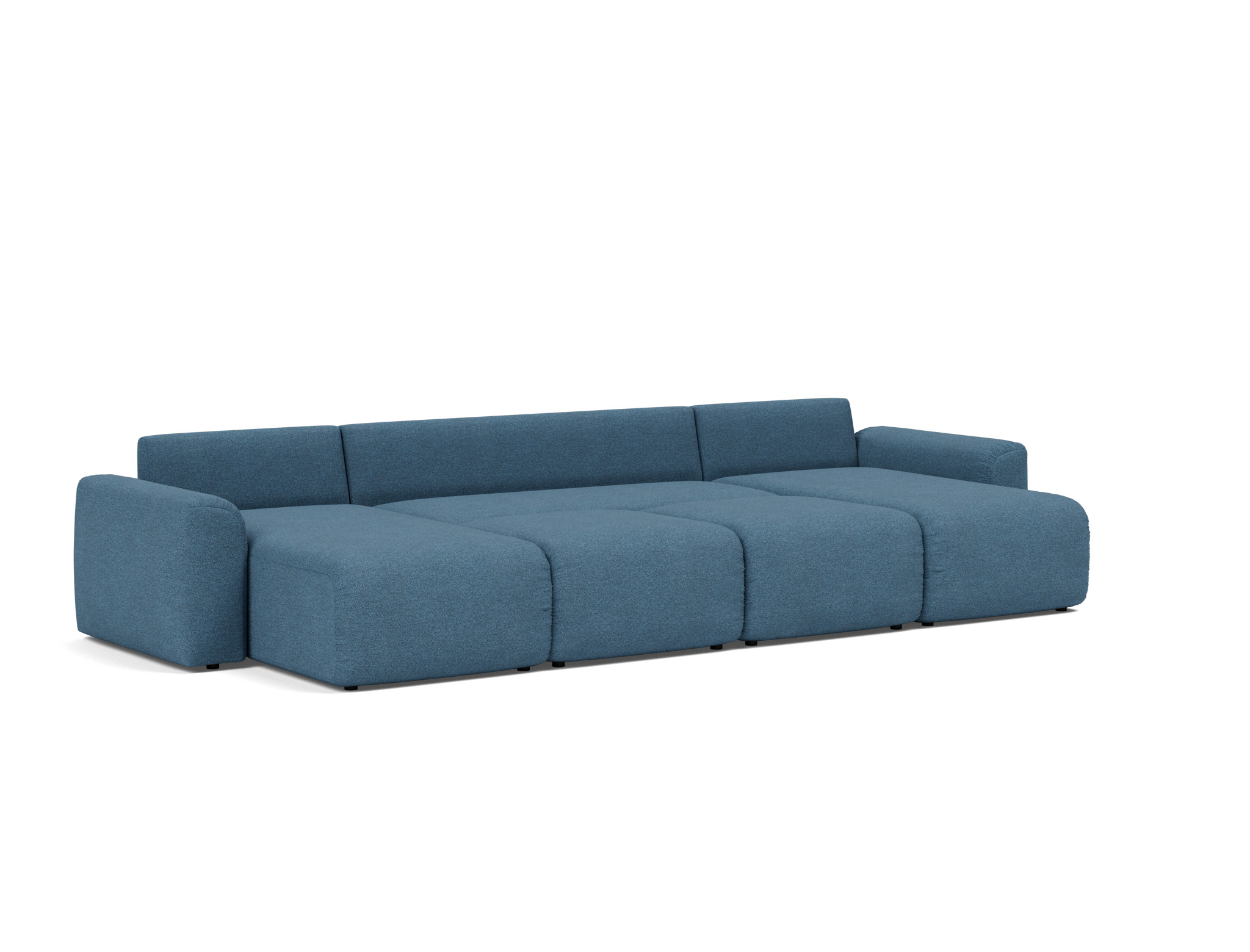 Schlafsofa Norum U-Form mit Chunky-Armlehnen Strukturierter Stoff Weda 302-Weda-Blue