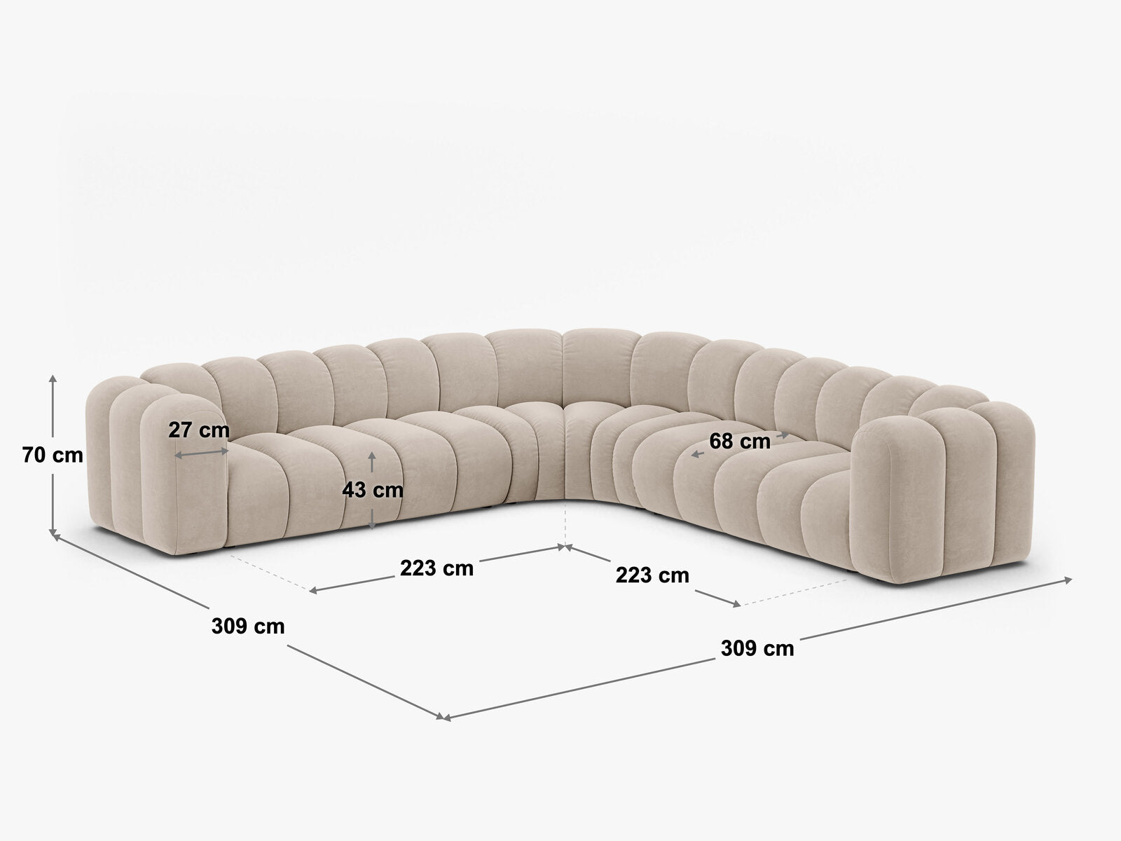 Micadoni symmetrisches Ecksofa Lupine 5-Sitzer  Samt Salvador Gelb