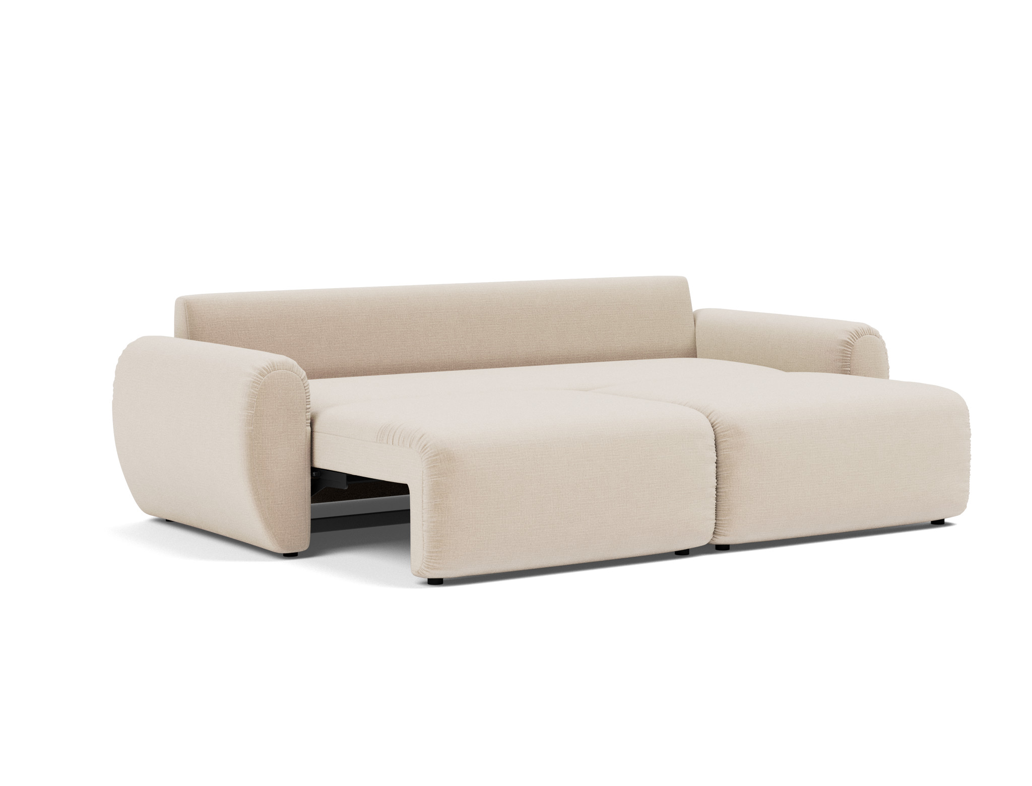 Schlafsofa Norum mit Curve-Armlehnen Chenille Esina 410-Almond-Beige