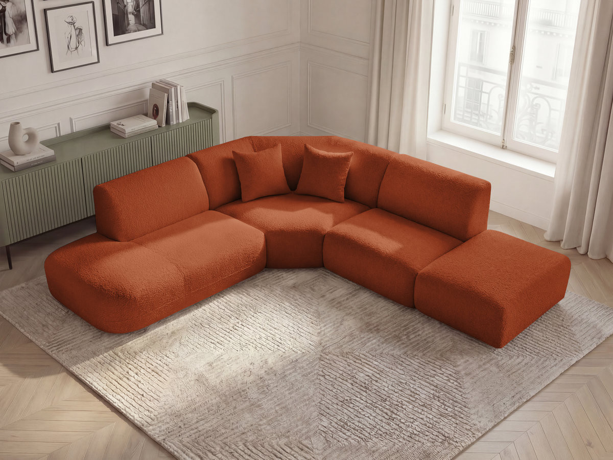 Bobochic Anda Ecksofa 279 × 264 cm Chenille Orange Ecke links