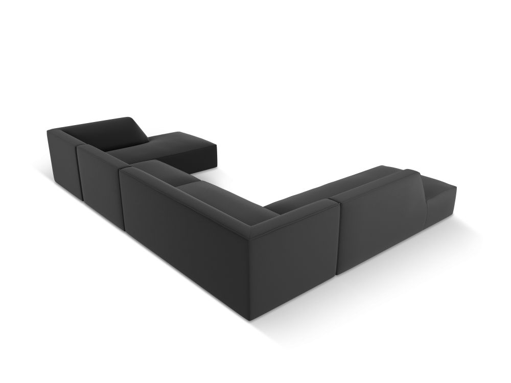 Cosmopolitan Design Panoramasofa Siena 7-Sitzer Kunstleder Pacifico Schwarz Links