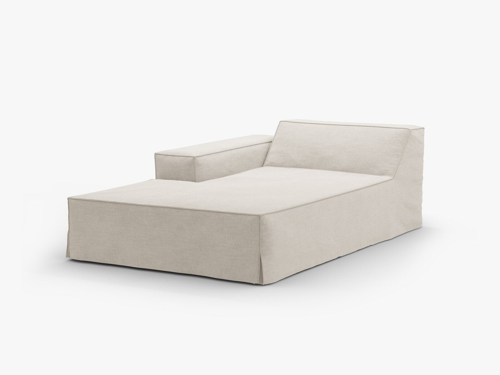 Micadoni Recamiere Jodie 1-Sitzer Links Strukturierter Stoff Lins Natur
