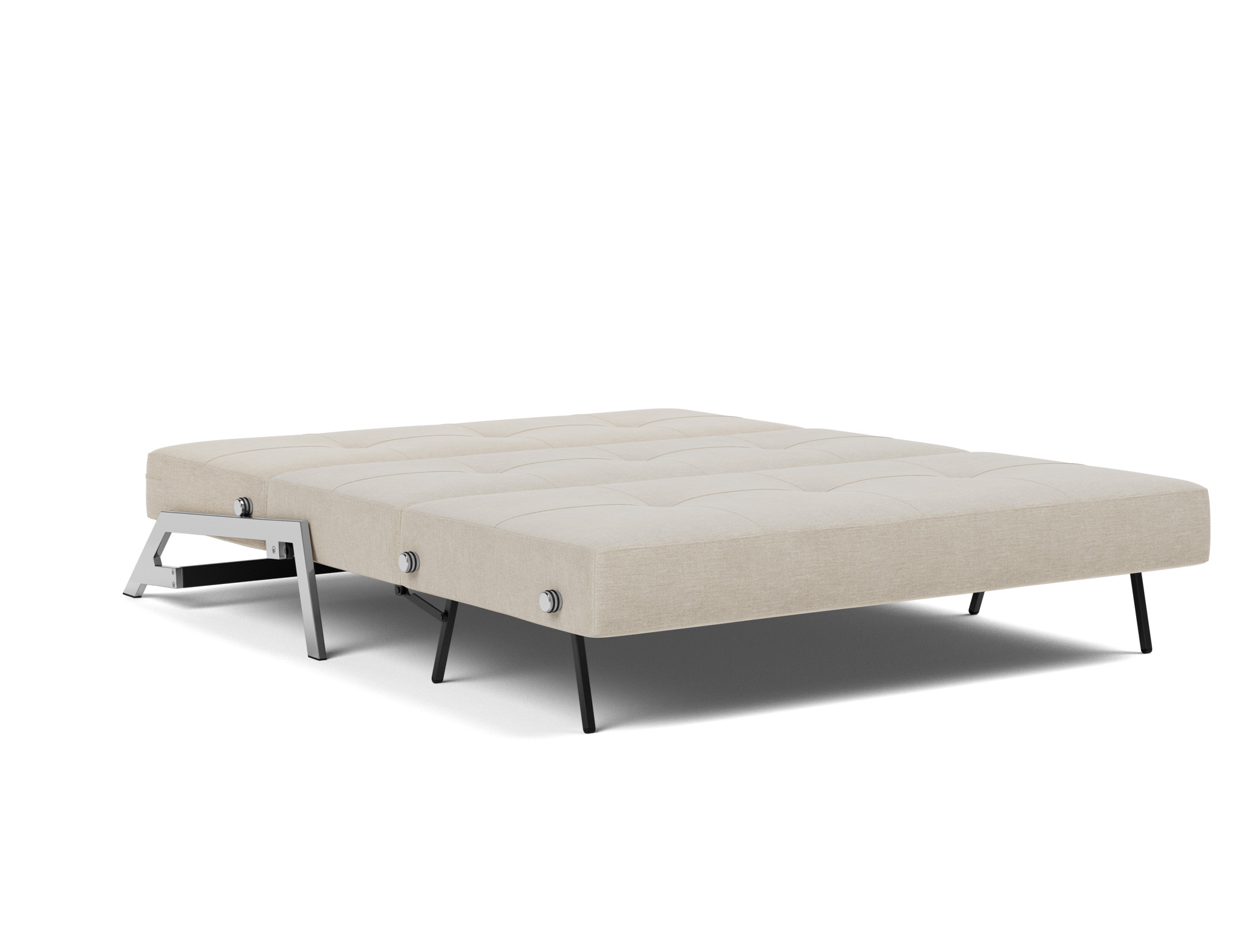 Schlafsofa Cubed 160 Flachgewebe Phobos 586-Latte Beine Chrom