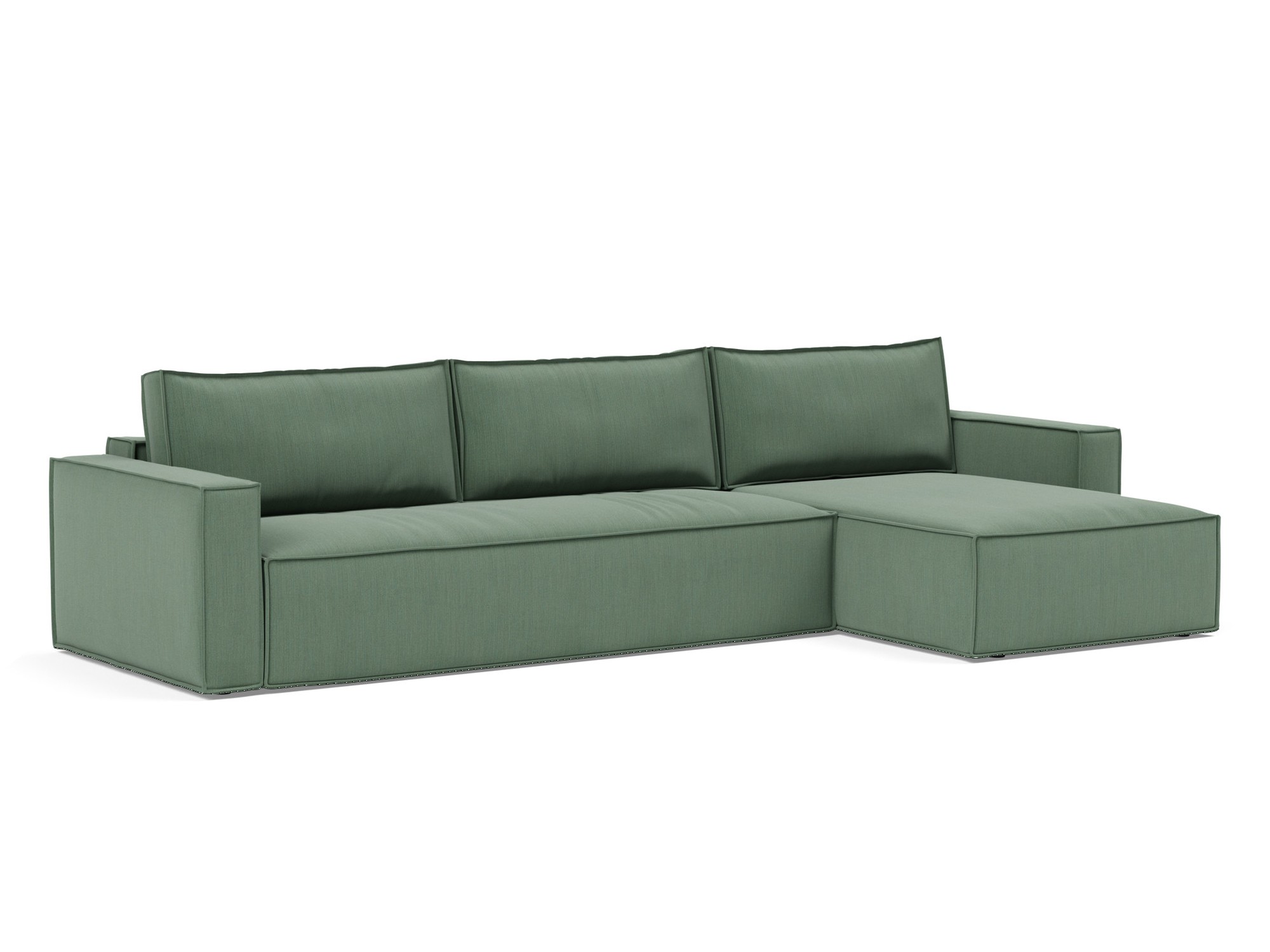 Schlafsofa Newilla mit Chaiselongue Flachgewebe Elegance 518-Green