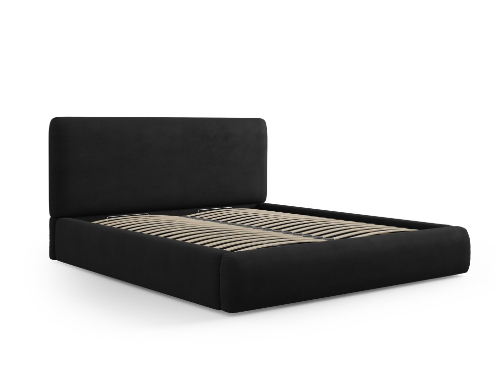 Cosmopolitan Design Stauraumbett mit Kopfteil Colonel 140x200 Chenille Rebel Schwarz