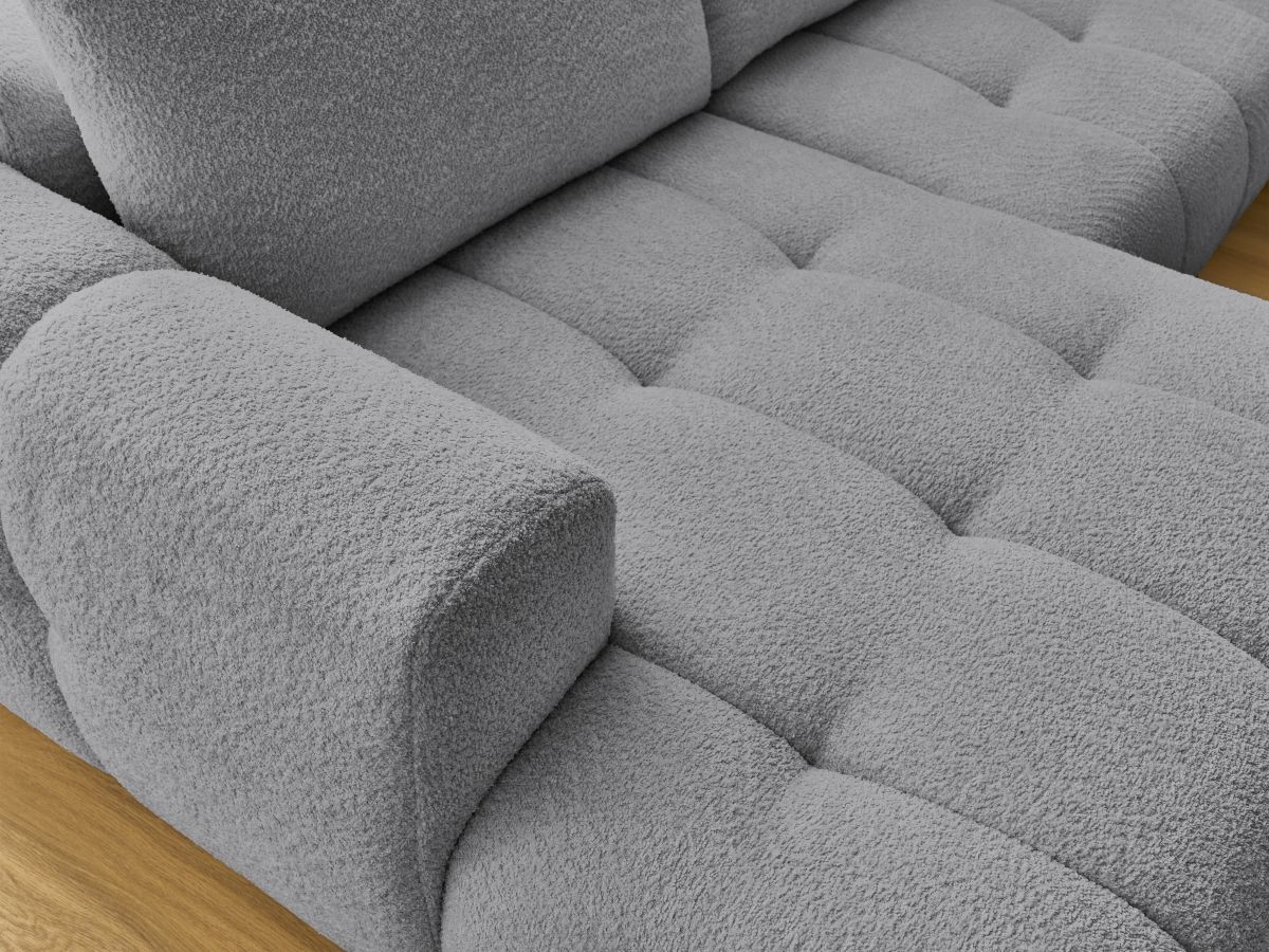 Bobochic Fuji Wohnlandschaft mit Pouf Bouclé-Stoff Dunkelgrau Ecke rechts