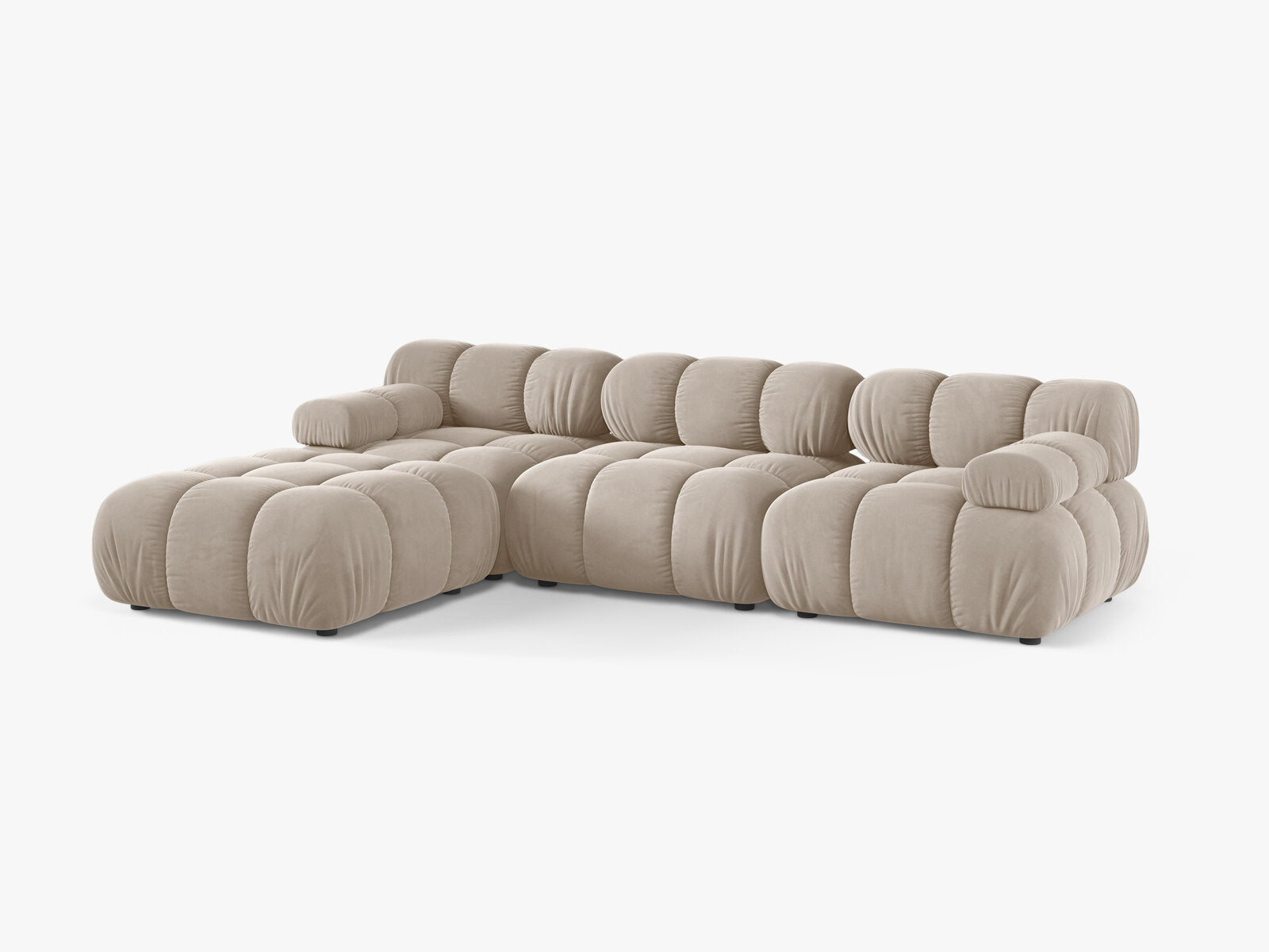 Micadoni Modulares Sofa Bellis 4-Sitzer mit flachem Modul Samt Bluvel Dunkelbeige
