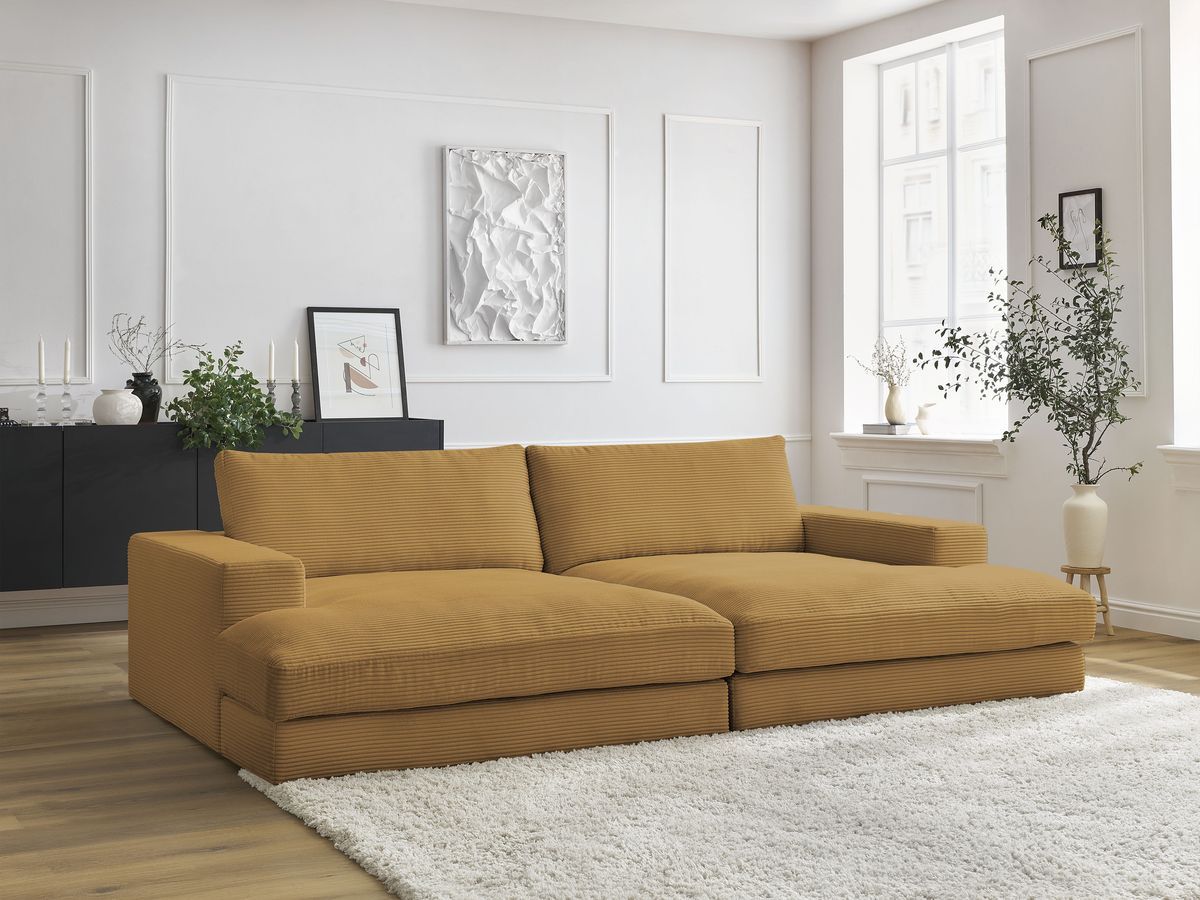 Bobochic Leonard Sofa 4-Sitzer 274 × 159 cm Cordsamt Gelb