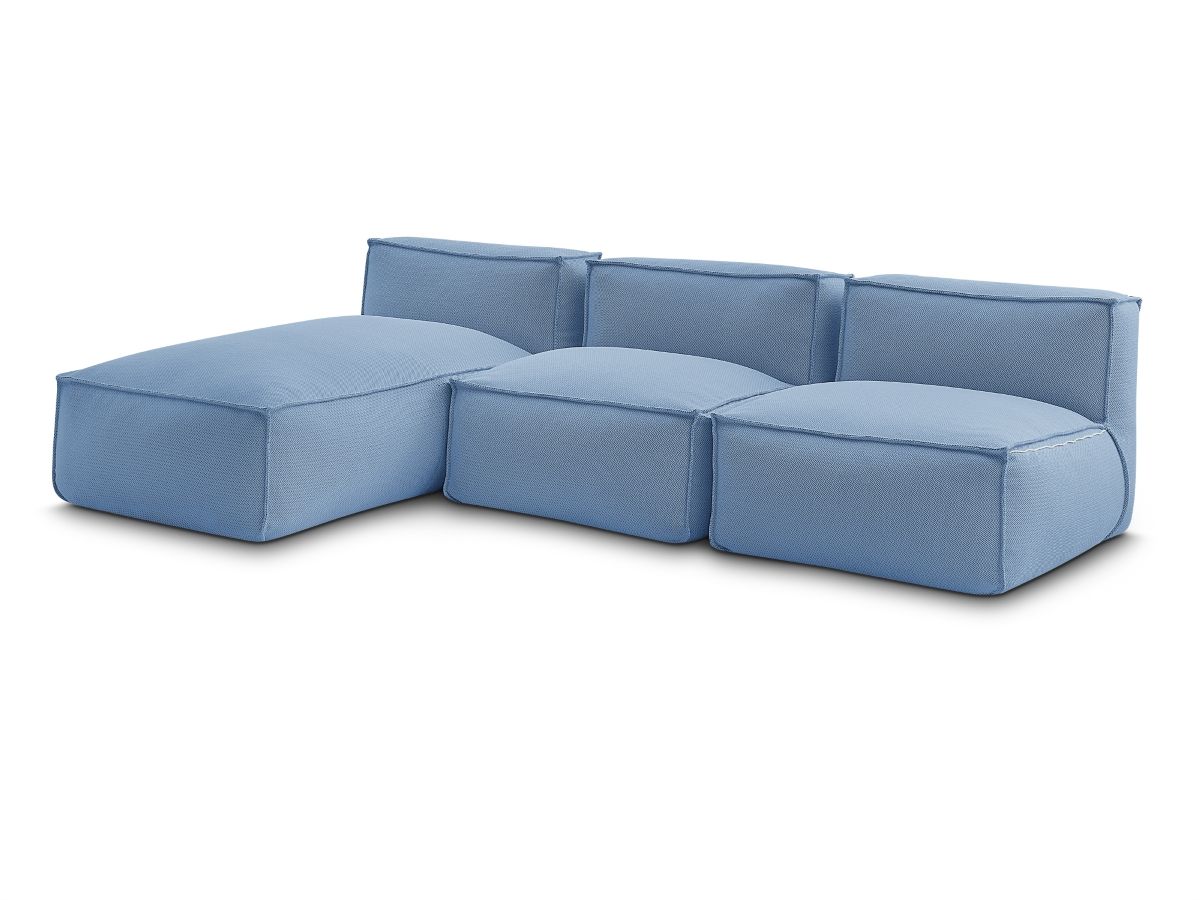 Bobochic Biarritz Gartensofa 3-Sitzer Melange-Stoff Blau