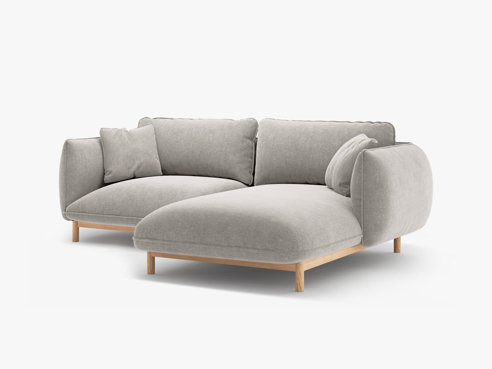 Micadoni Ada Ecksofa 3-Sitzer Rechts Strukturierter Stoff Wind Hellgrau