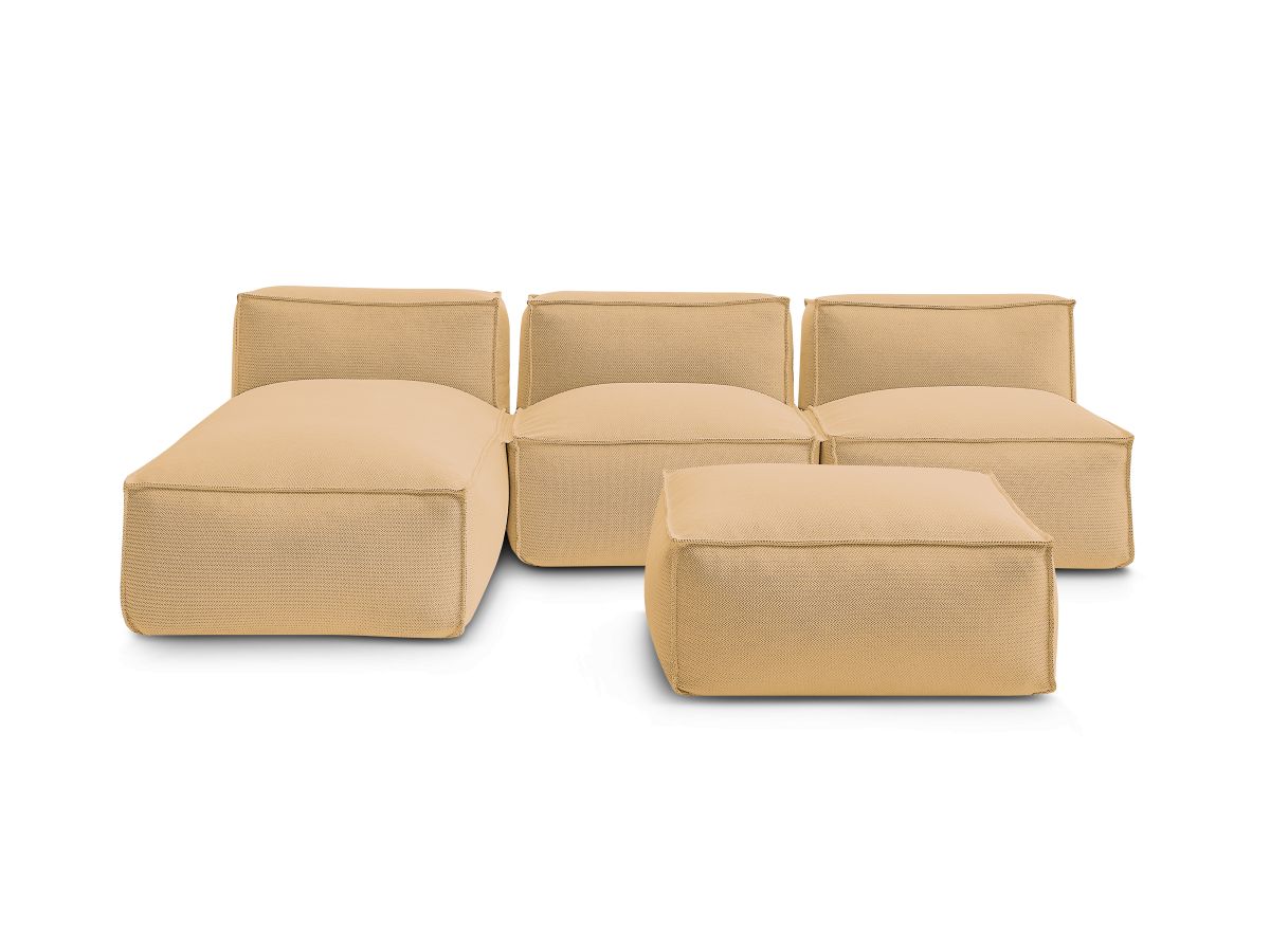 Bobochic Biarritz Gartensofa 4-Sitzer mit Pouf 252 × 168 cm Melange-Stoff Orange
