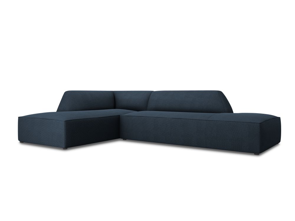 Cosmopolitan Design Ecksofa Siena 4-Sitzer offen Strukturierter Stoff Ottawa Marineblau Links