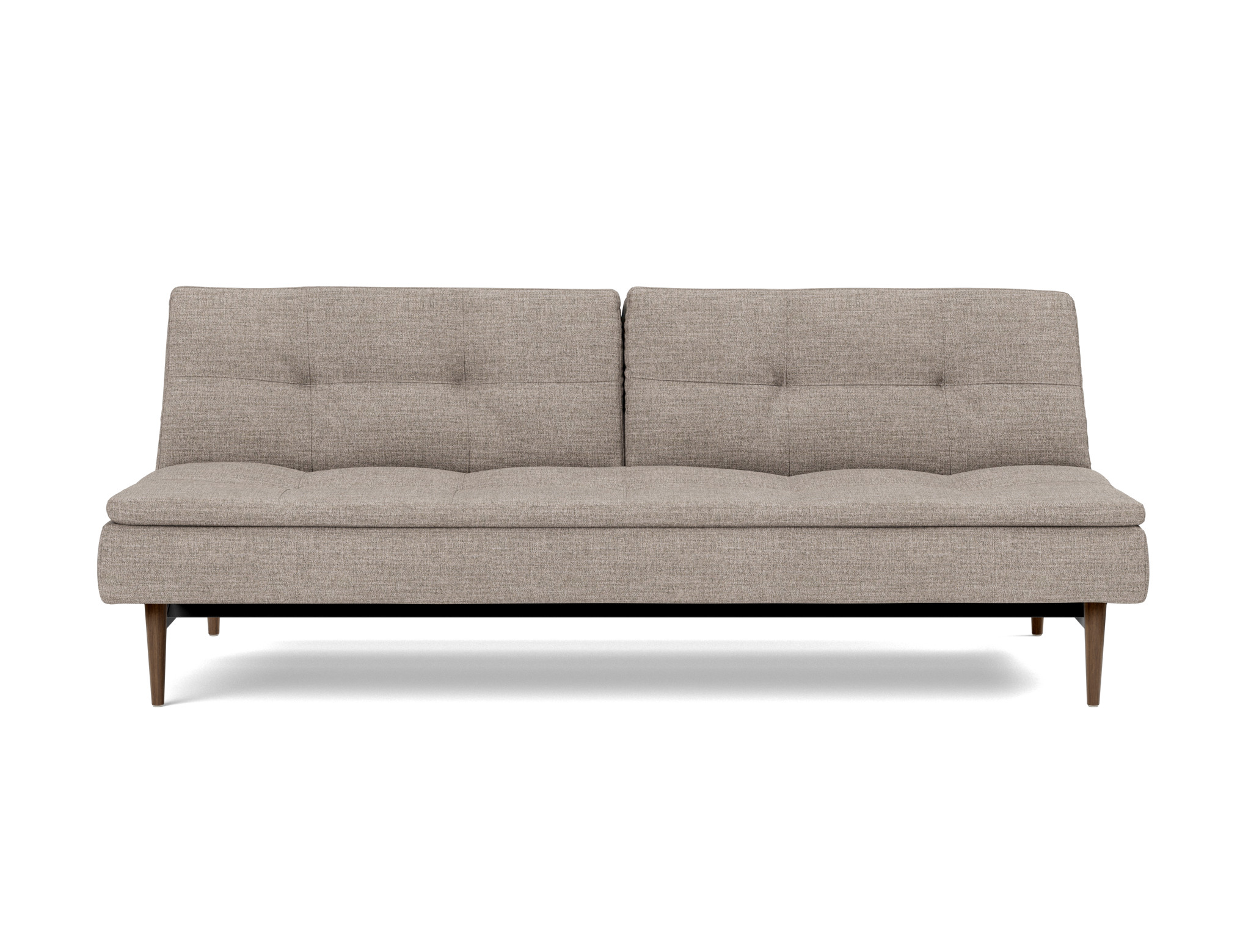 Schlafsofa Dublexo Chenille Yuveno 472-Warm-Grey Beine Styletto Eiche dunkel