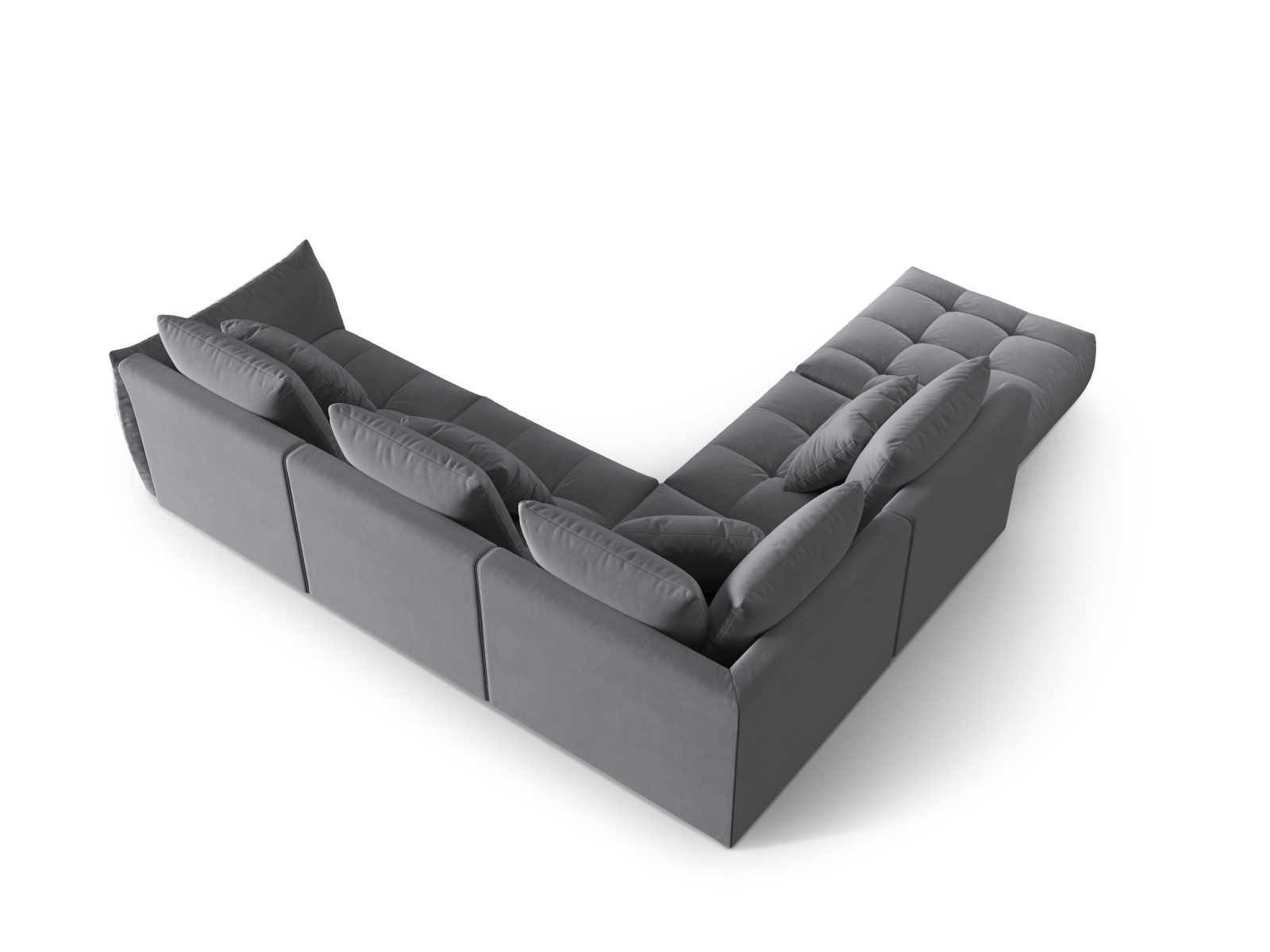 Micadoni Ecksofa Bloom 5-Sitzer Links Samt Dunkelgrau