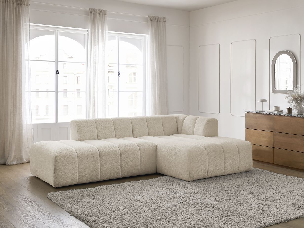 Bobochic Annecy Ecksofa Bouclé-Stoff Beige Ecke rechts