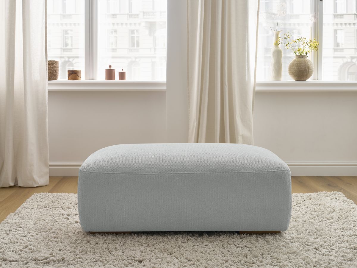 Bobochic Sidonie Pouf Melange-Stoff Hellgrau