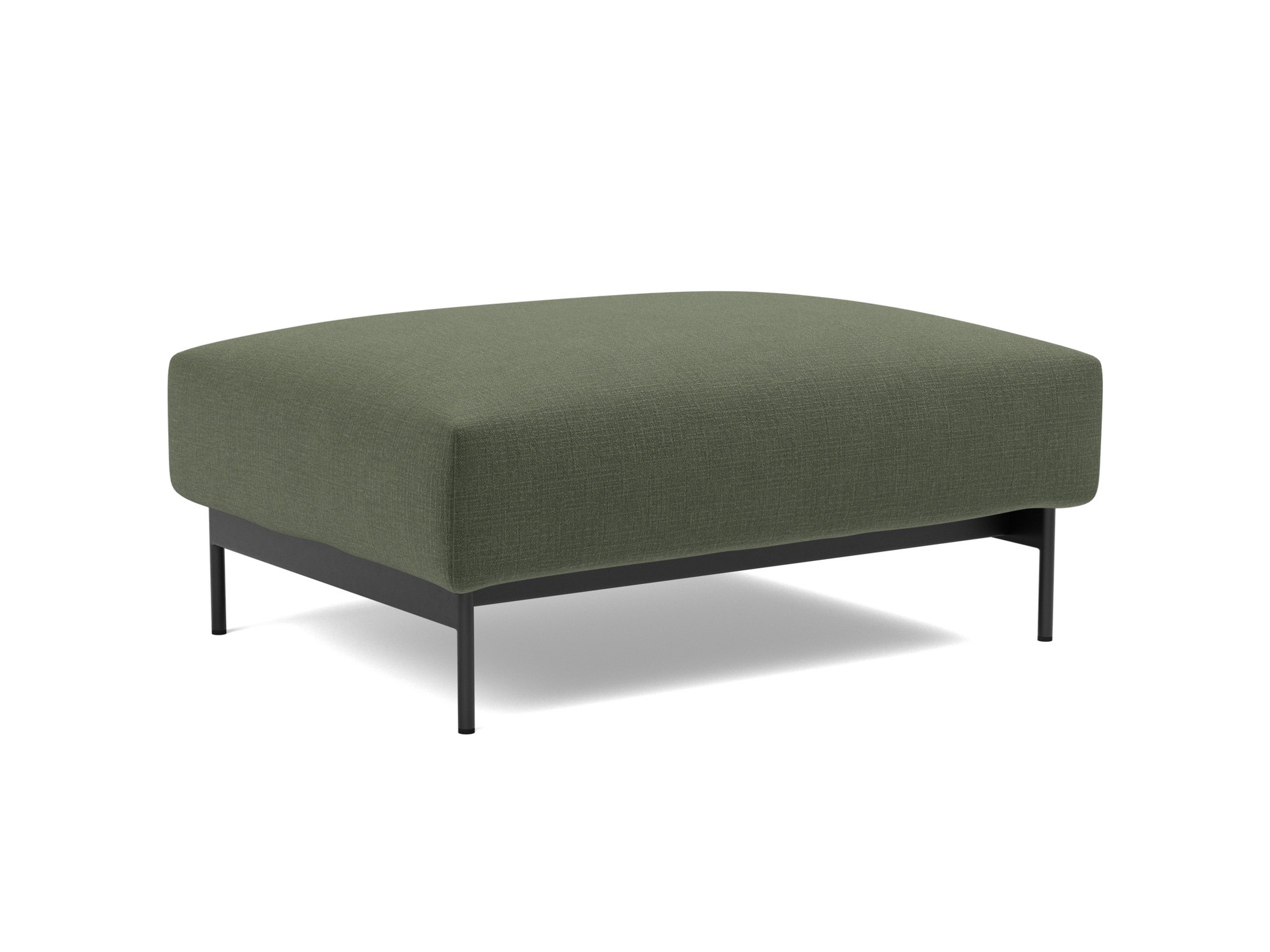 Hocker Malloy Chenille Esina 413-Olive-Green Beine Schwarzes Metall