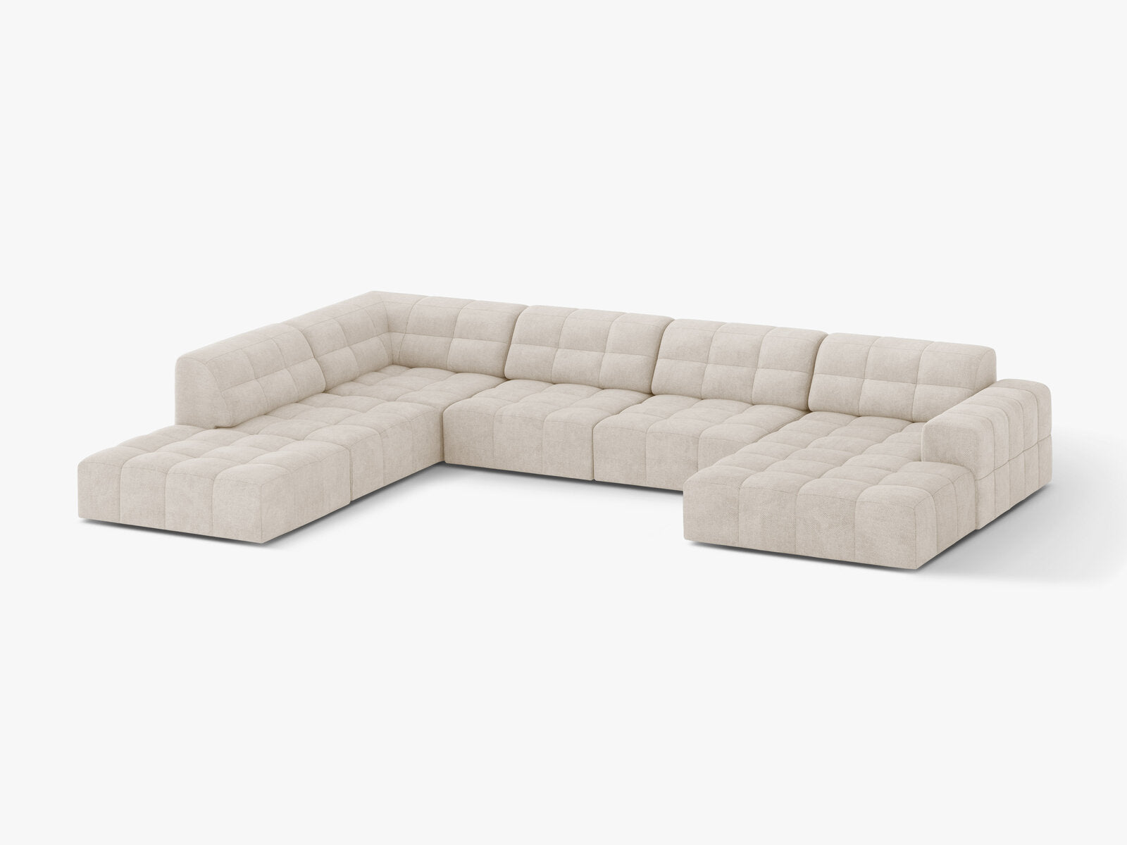 Micadoni Panorama Ecksofa Jennifer 7-Sitzer Links Chenille Eden Helles Beige