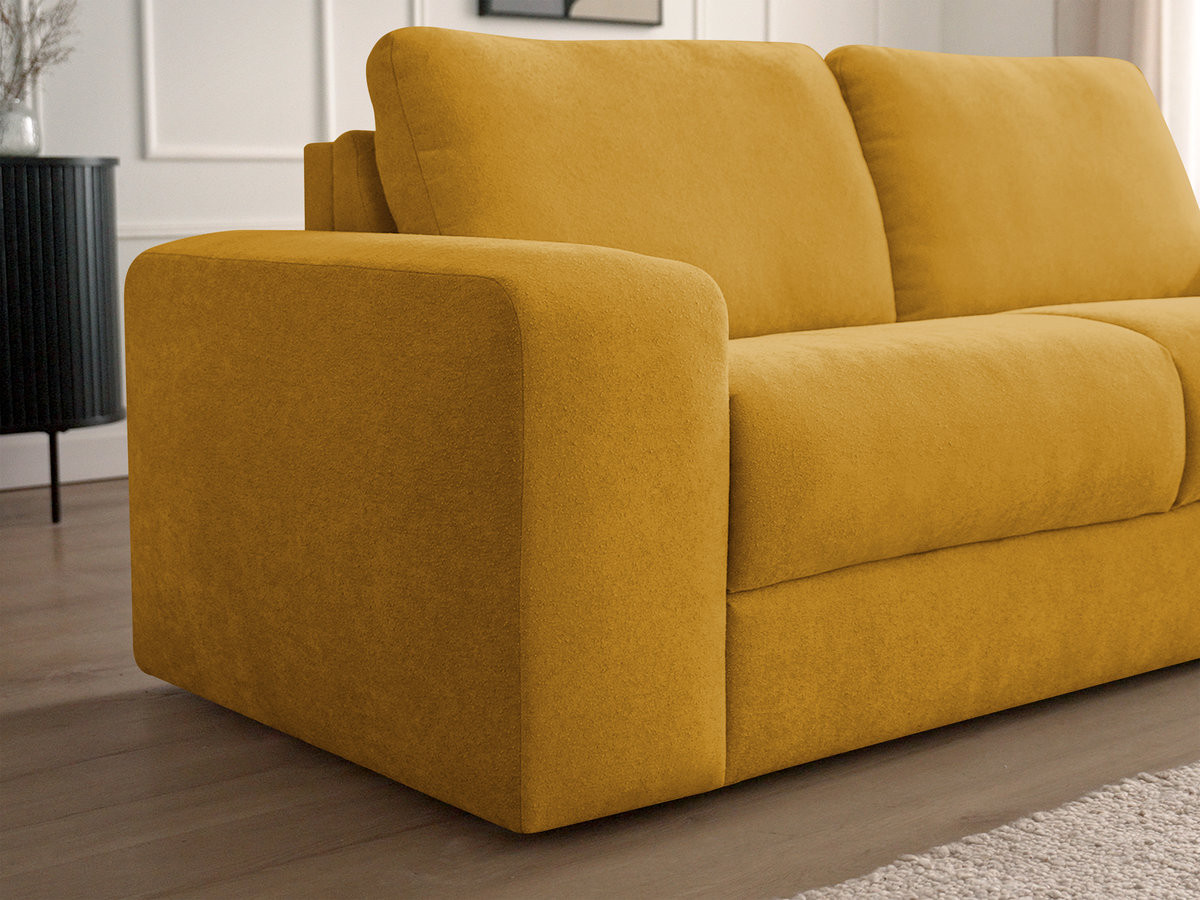 Bobochic Ibiza Schlafsofa 3-Sitzer Strukturstoff Gelb, Liegefläche 140 × 196 cm