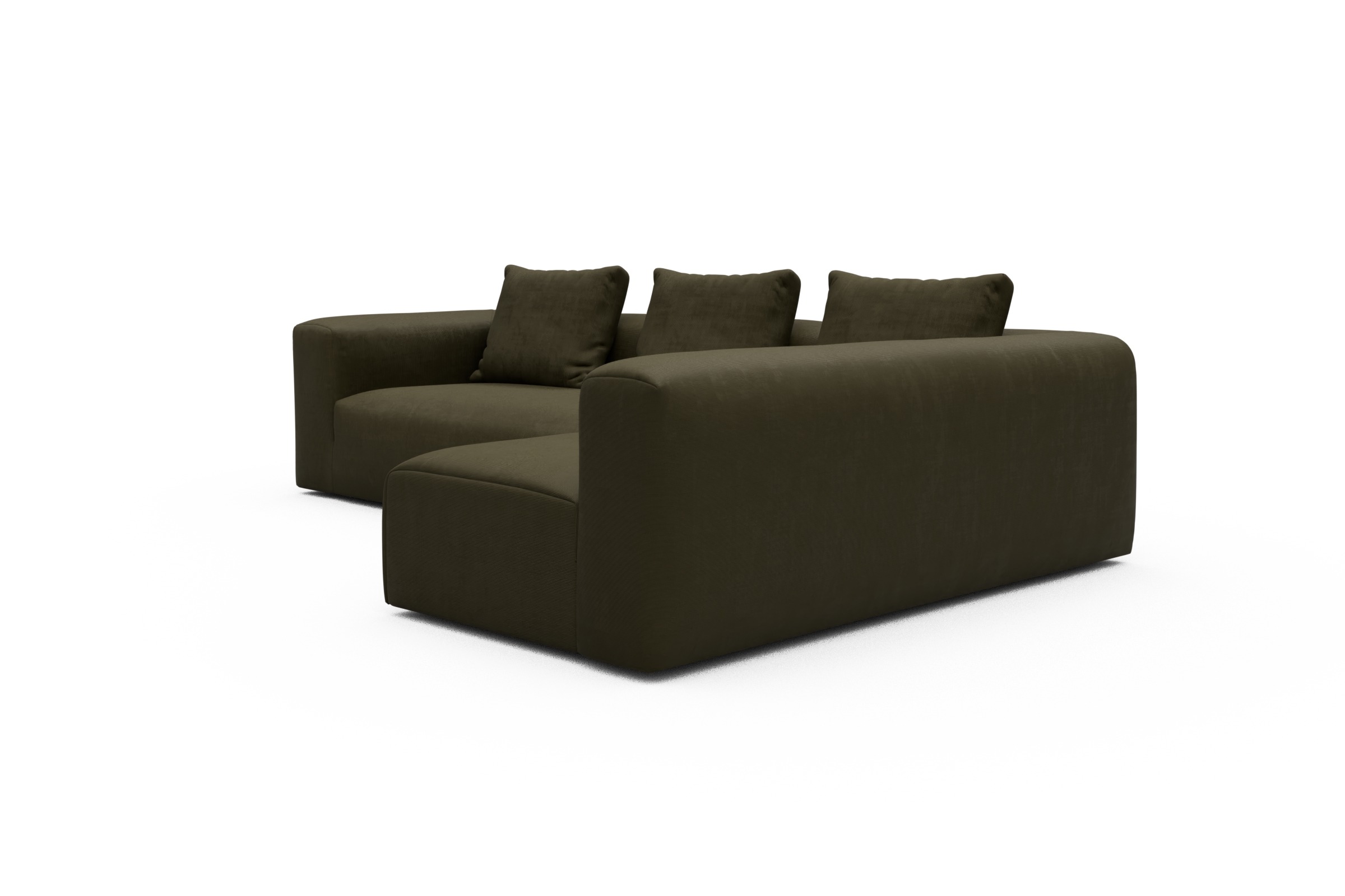 Ecksofa Fred 2x 2,5-Sitzer rechts offen Cordufine-Pine-Green