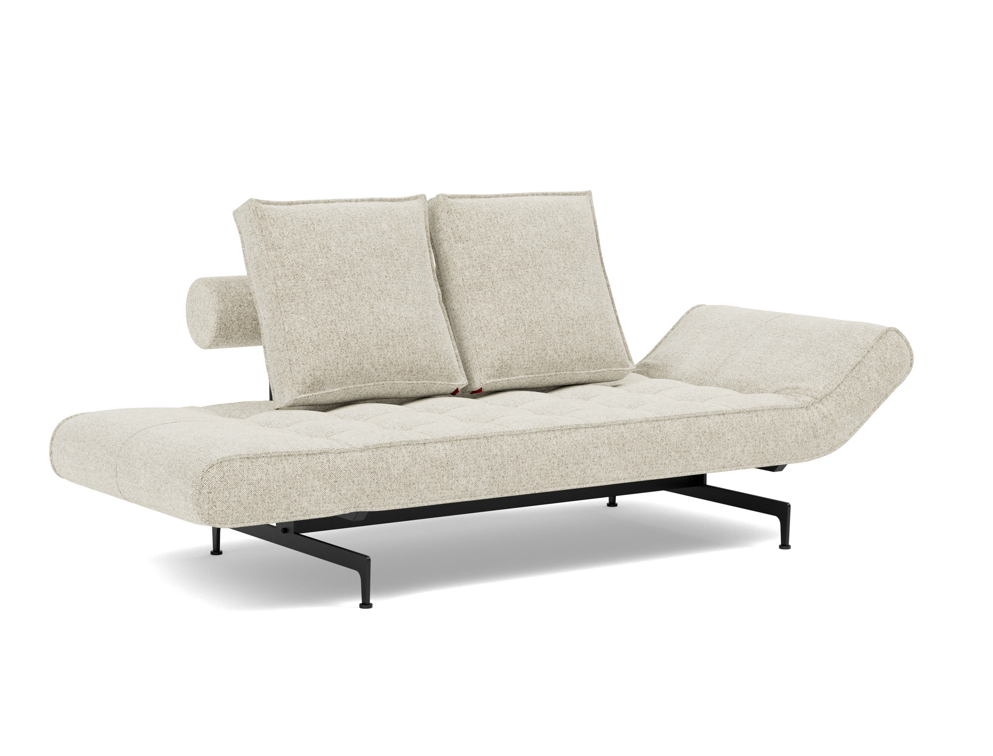 Tagesbett Ghia Strukturierter Stoff Taura 357-Off-White Beine Laser schwarz