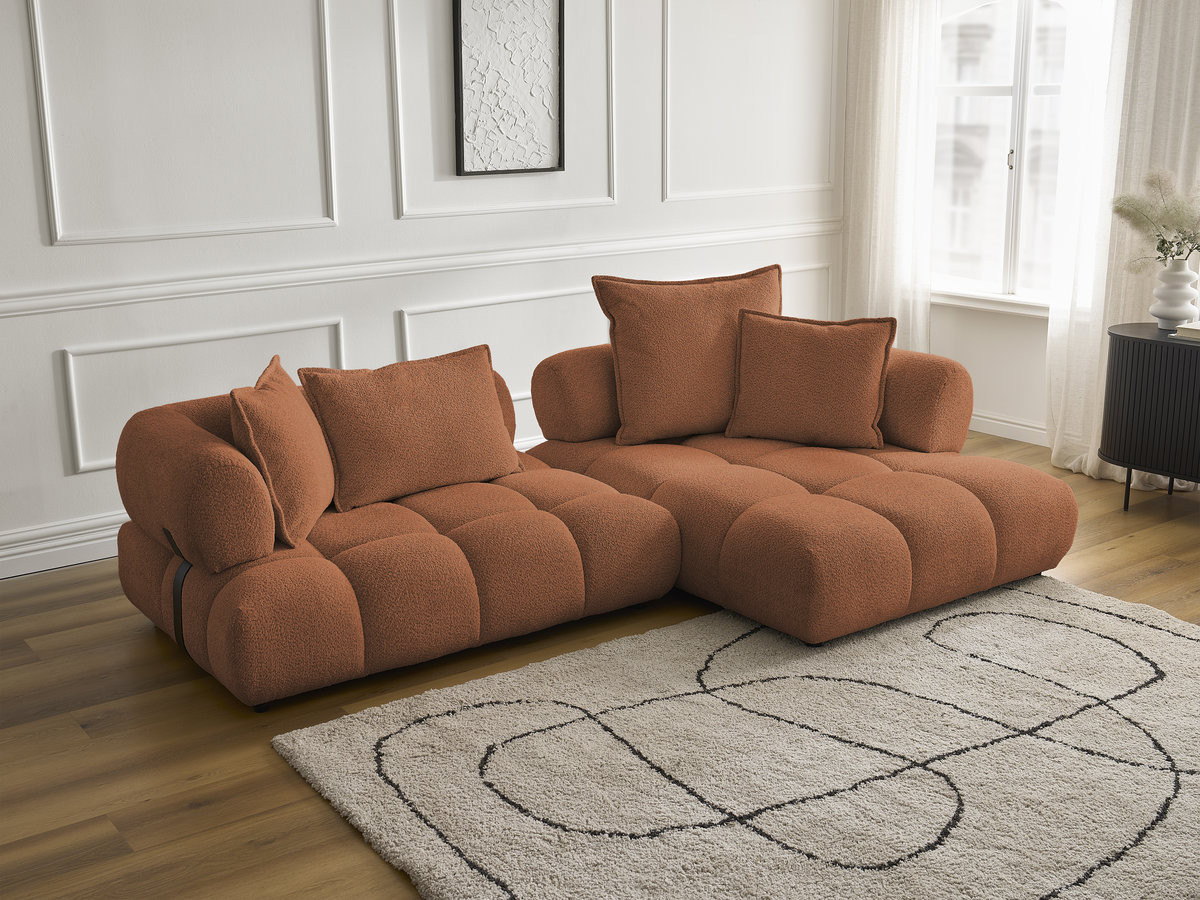 Bobochic Alya Ecksofa Bouclé-Stoff Orange Ecke rechts