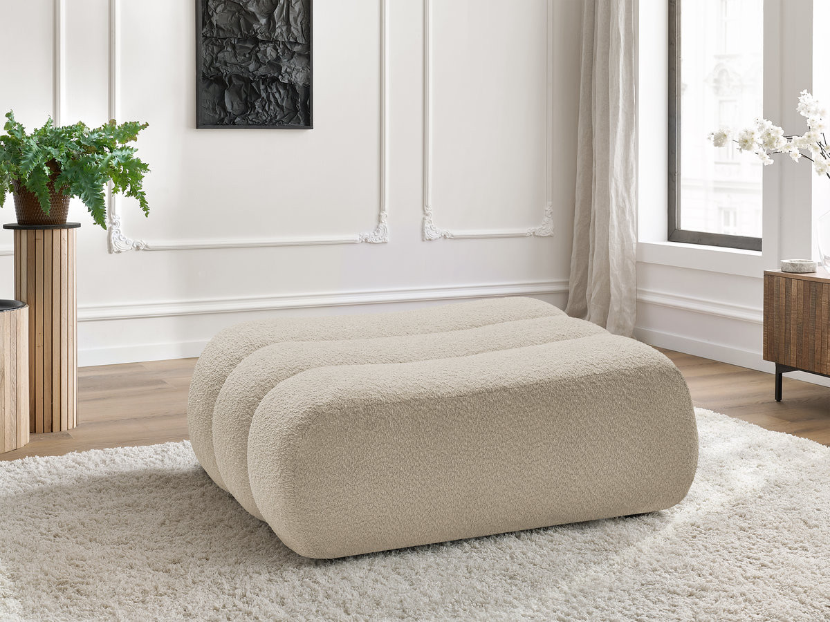 Bobochic Azra Pouf Bouclé-Stoff Beige