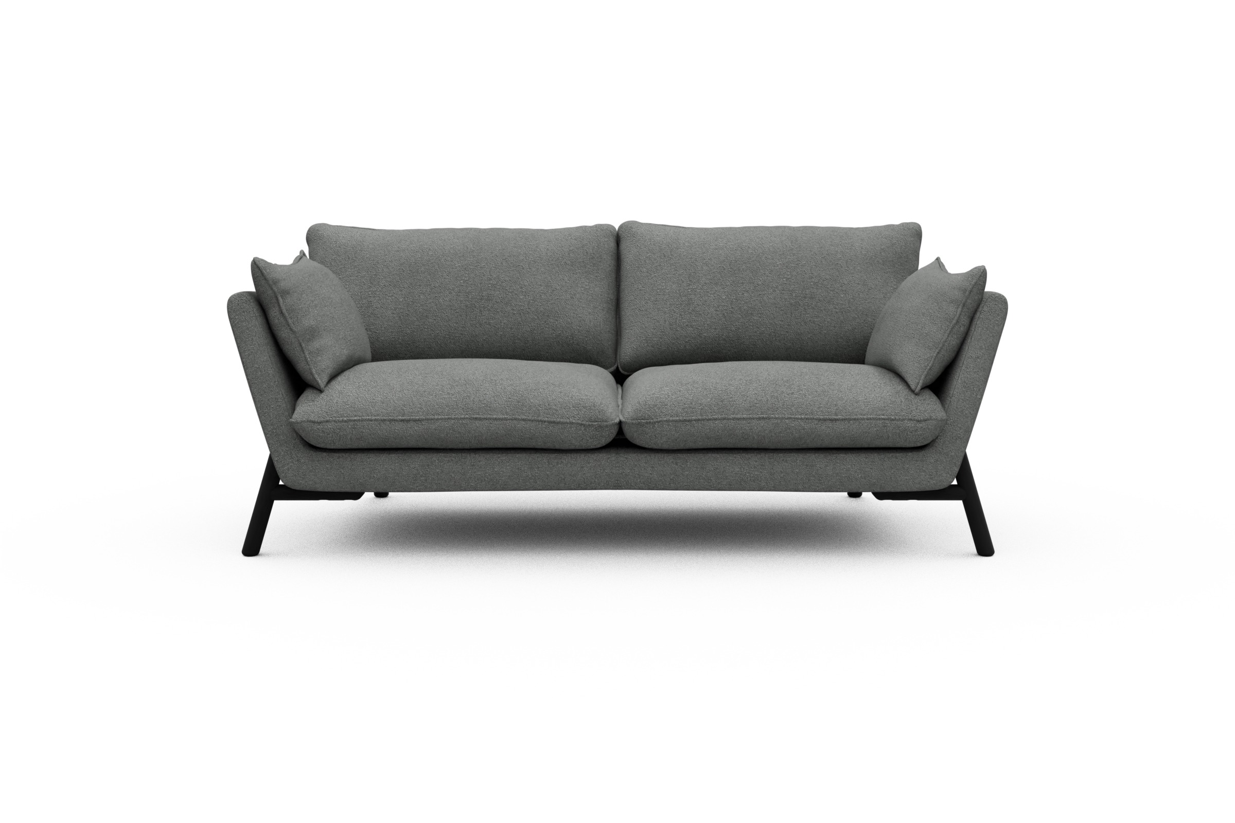 Skandi Home Sofa Emil 2-Sitzer Beinfarbe Eiche Schwarz Boucle-Ash-Grey moebelfaktor