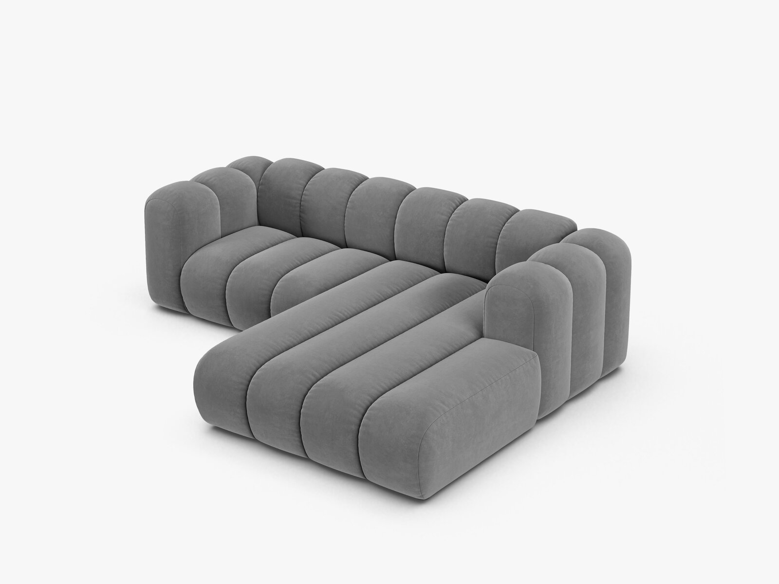Micadoni Modulares Ecksofa Lupine 3-Sitzer Samt Venus Hellgrau Rechts